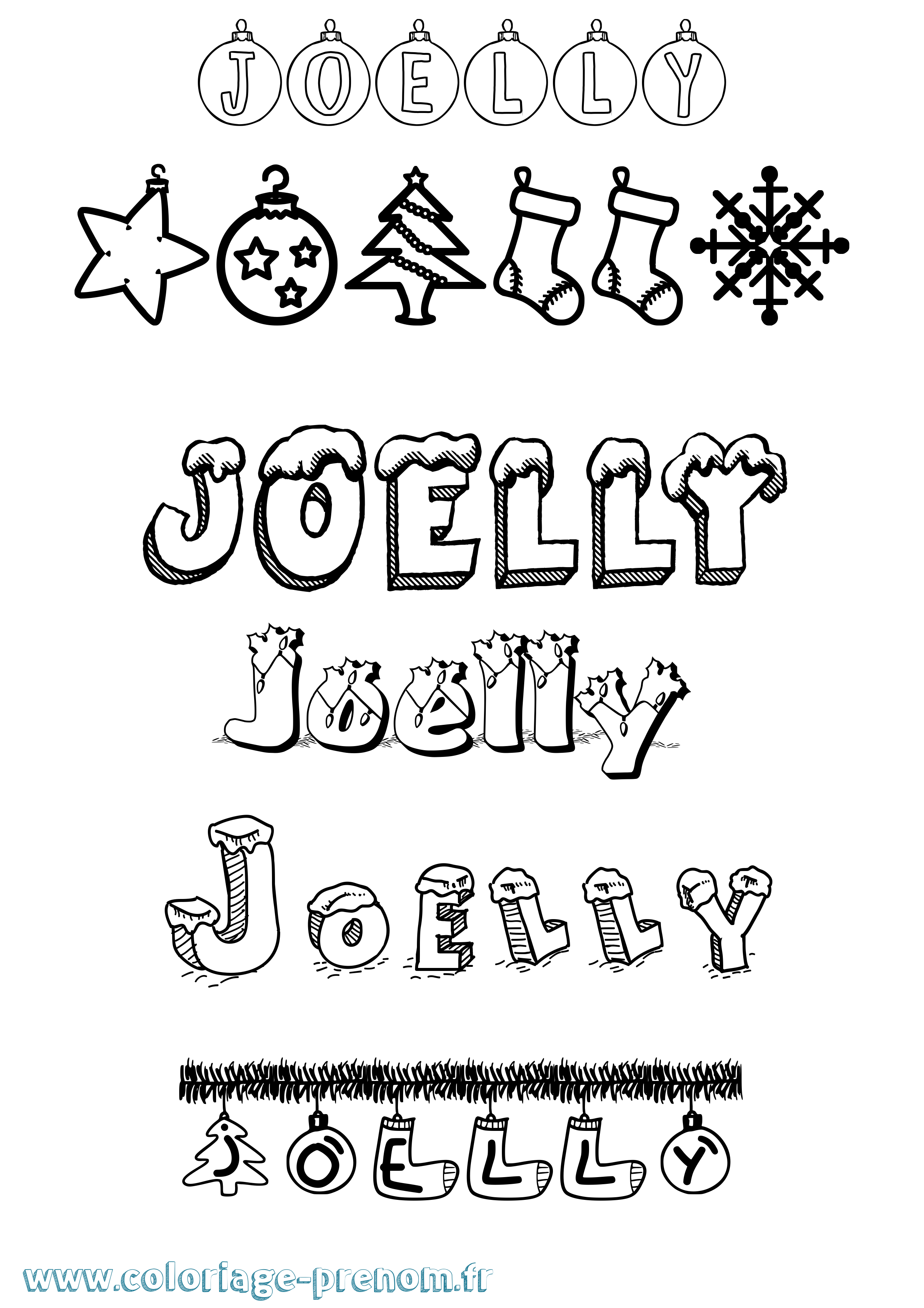 Coloriage Joelly Noël Coloriage prénom Joelly Noël
