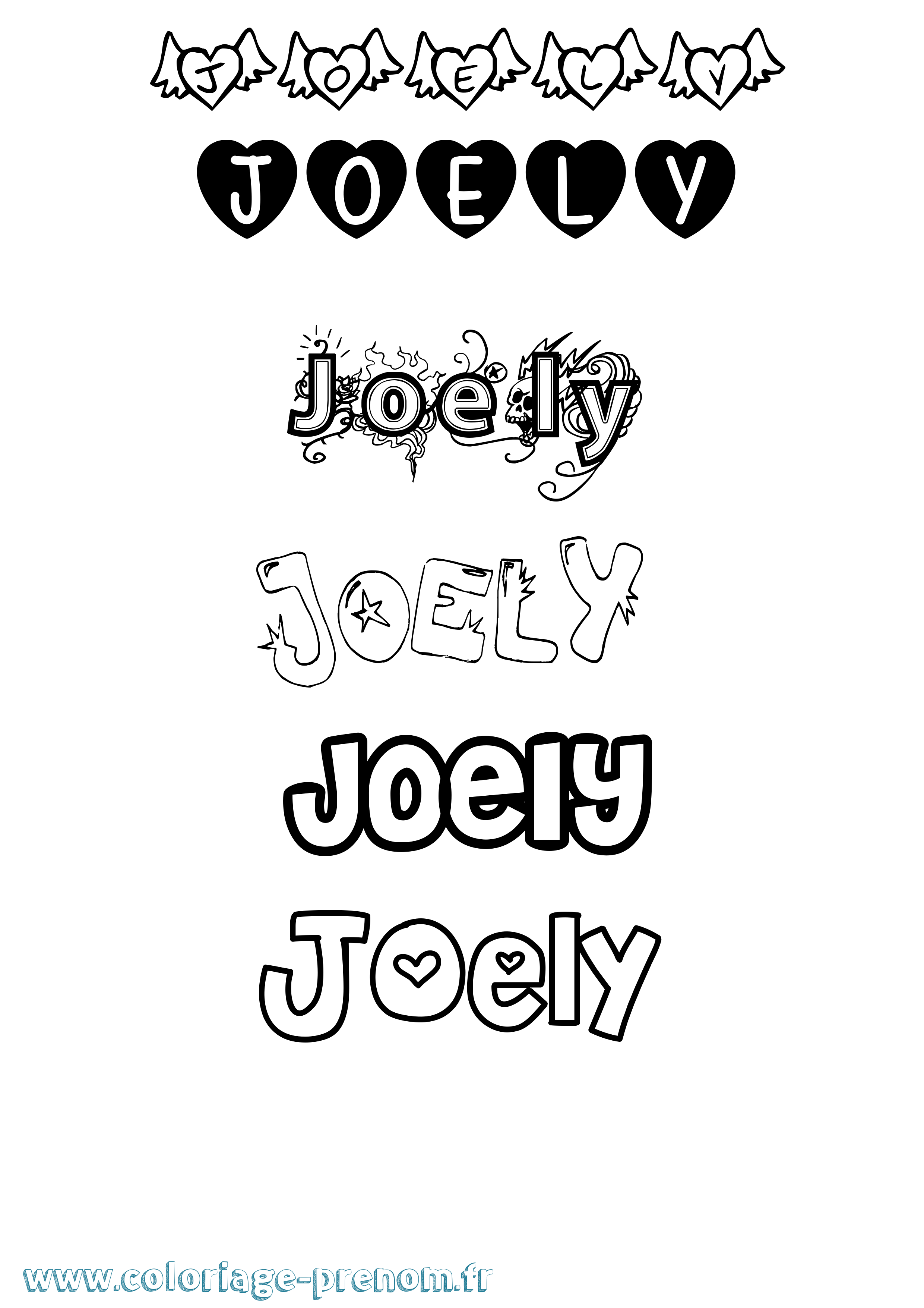 Coloriage Joely Girly Coloriage prénom Joely Girly