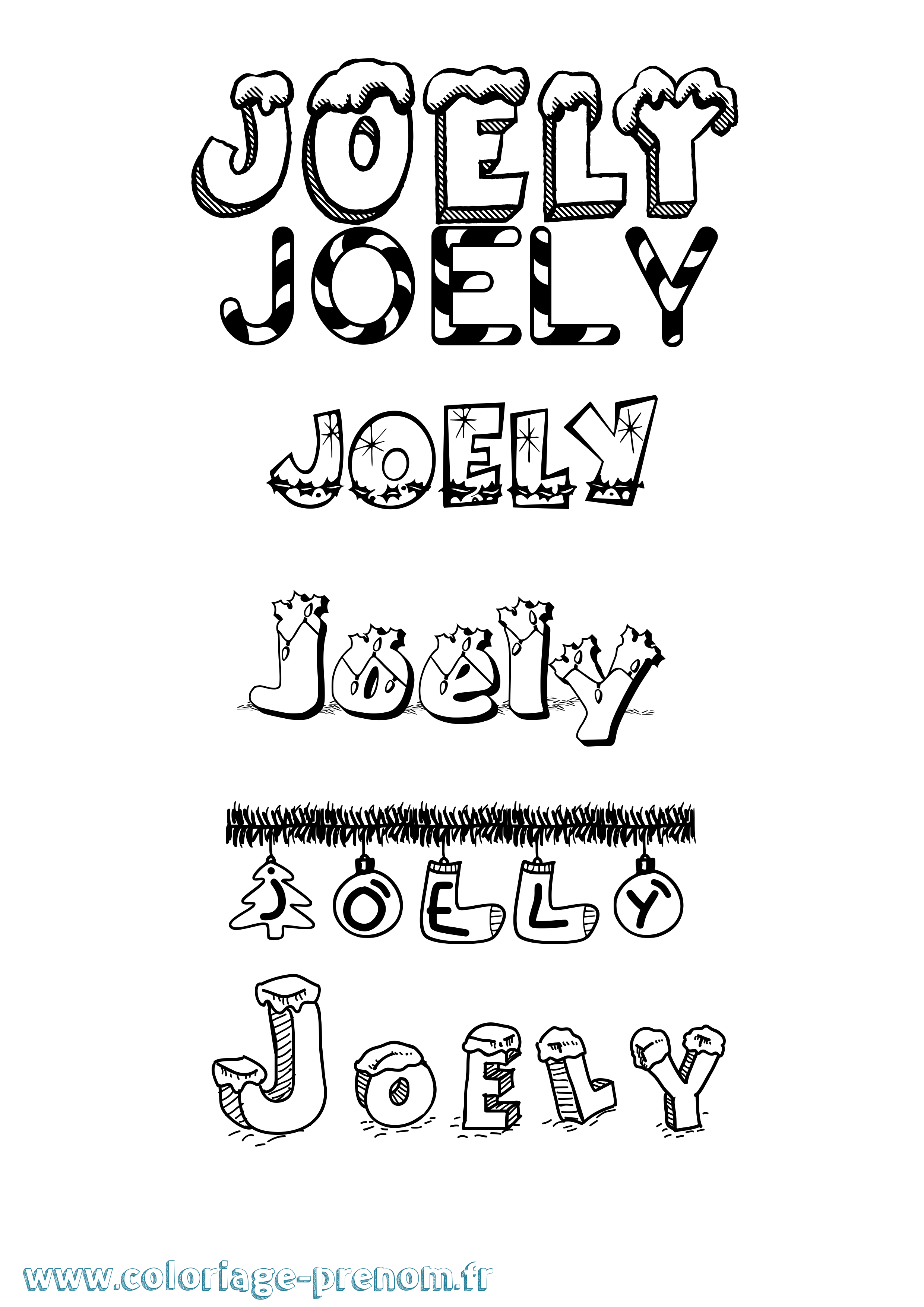 Coloriage Joely Noël Coloriage prénom Joely Noël