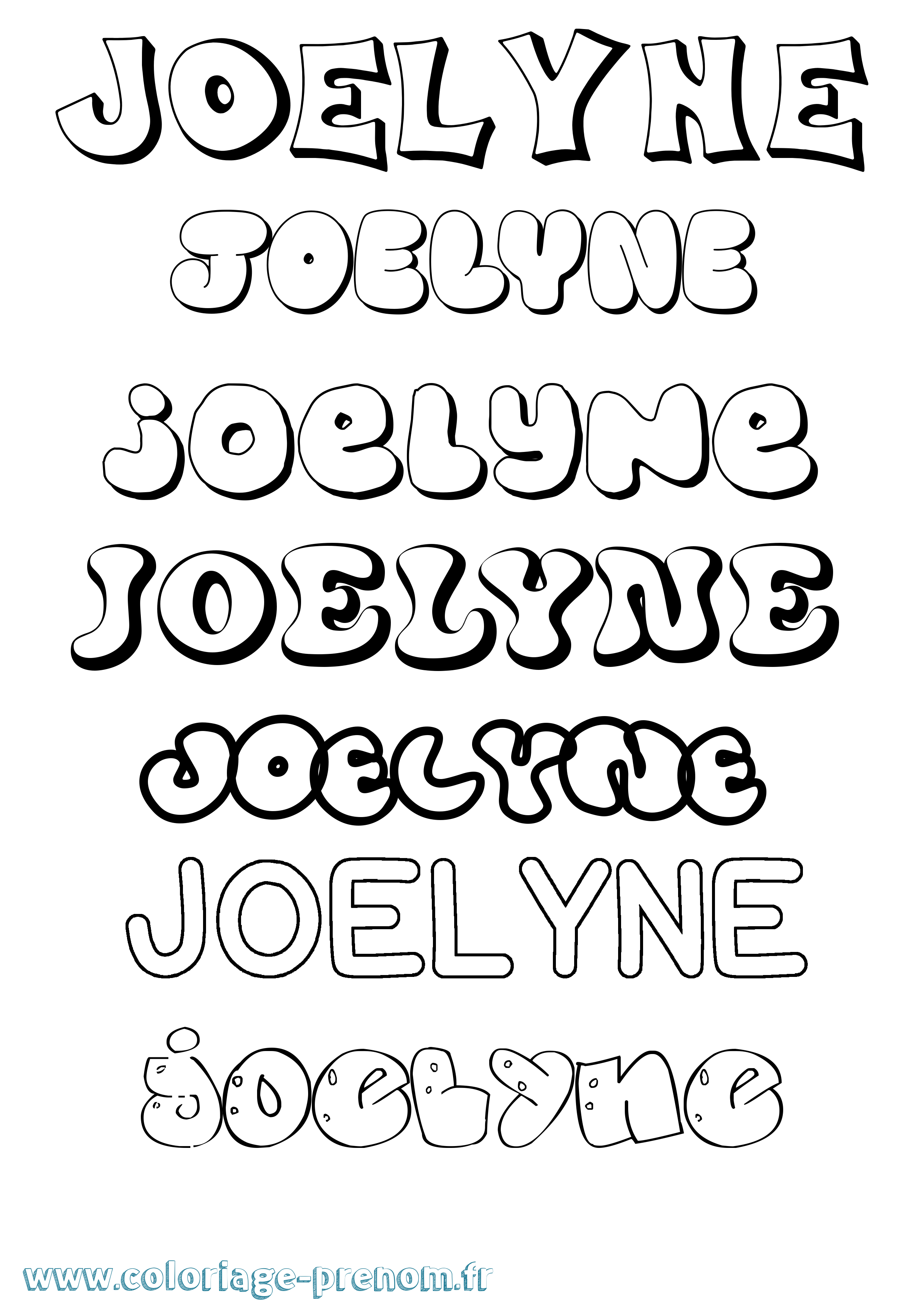 Coloriage Joelyne Bubble Coloriage prénom Joelyne Bubble