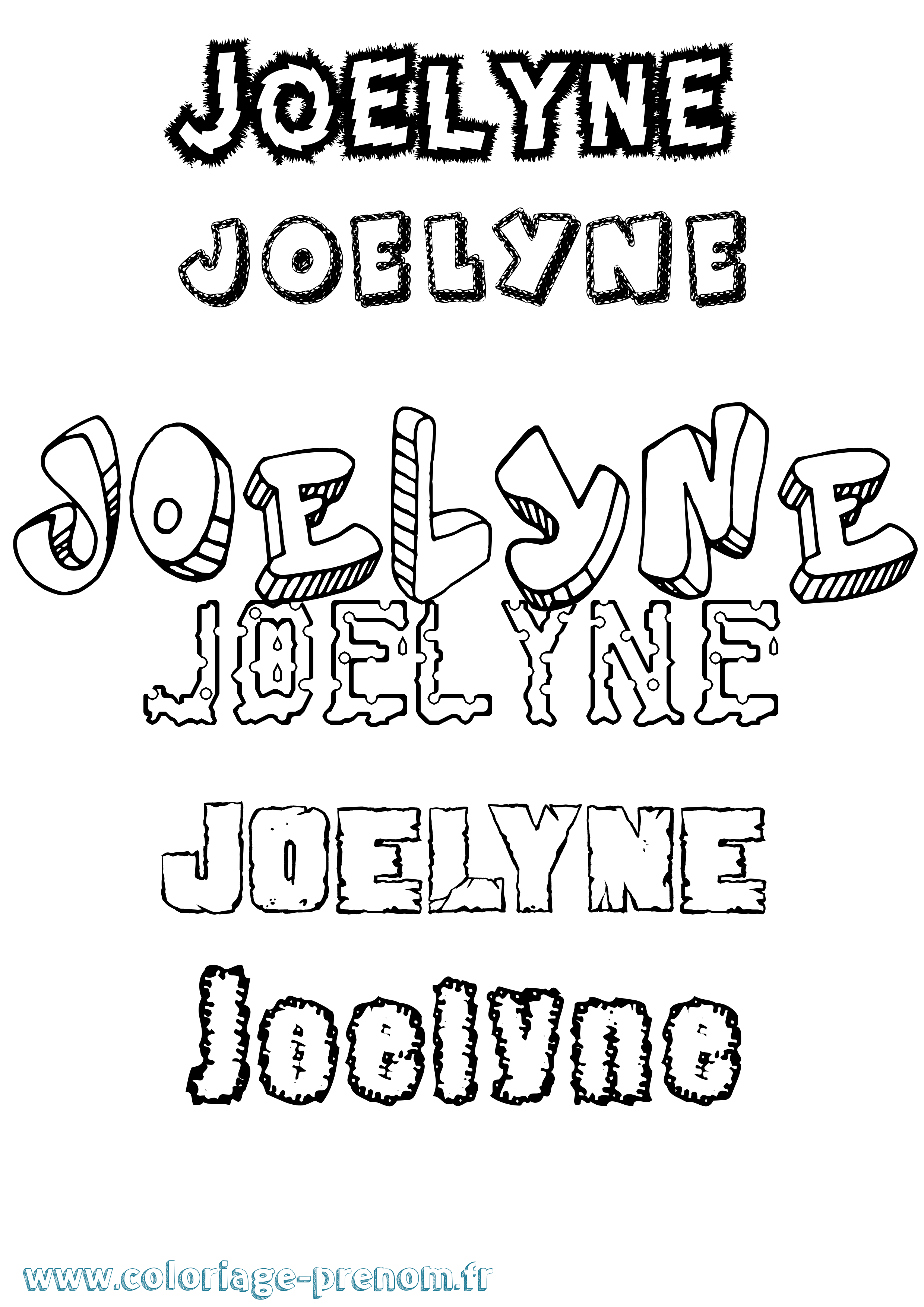 Coloriage Joelyne Destructuré Coloriage prénom Joelyne Destructuré