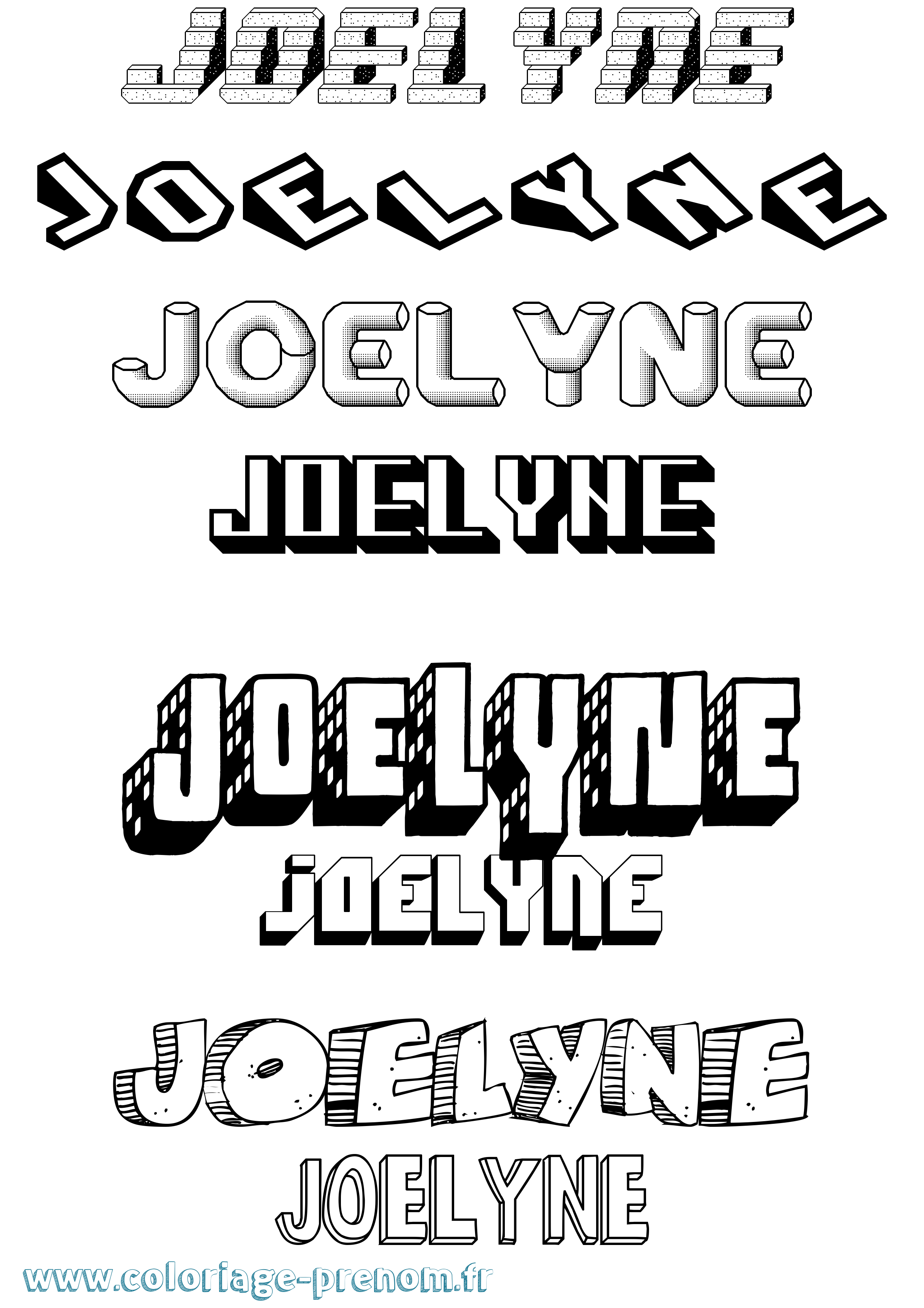 Coloriage Joelyne Effet 3D Coloriage prénom Joelyne Effet 3D