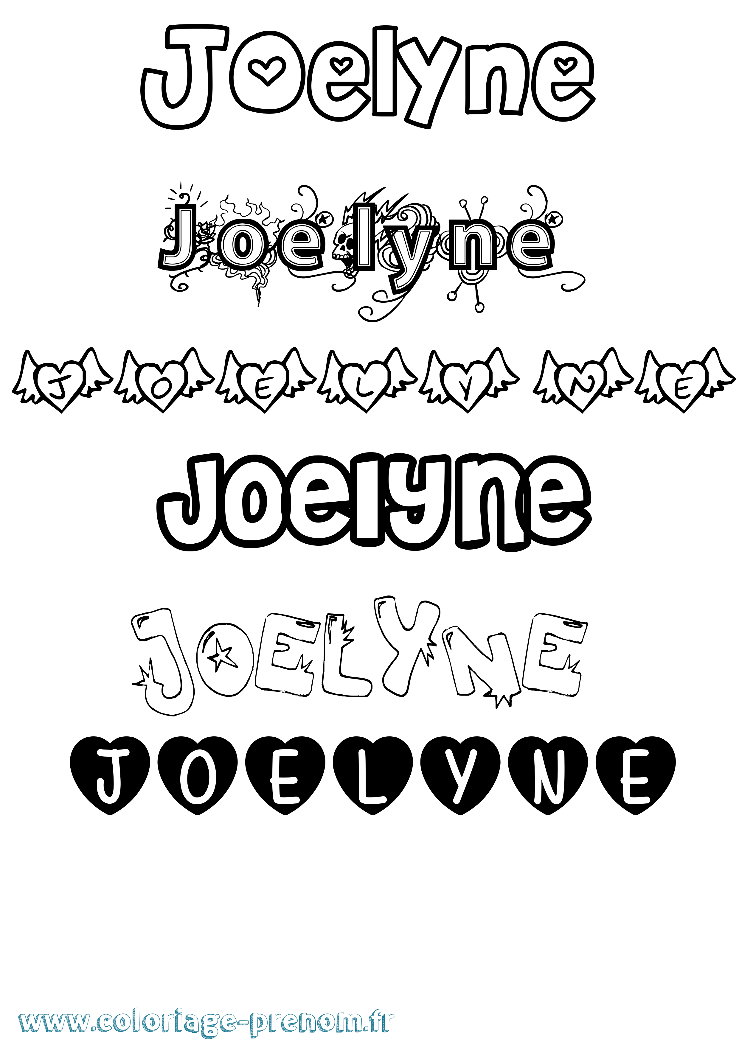 Coloriage Joelyne Girly Coloriage prénom Joelyne Girly