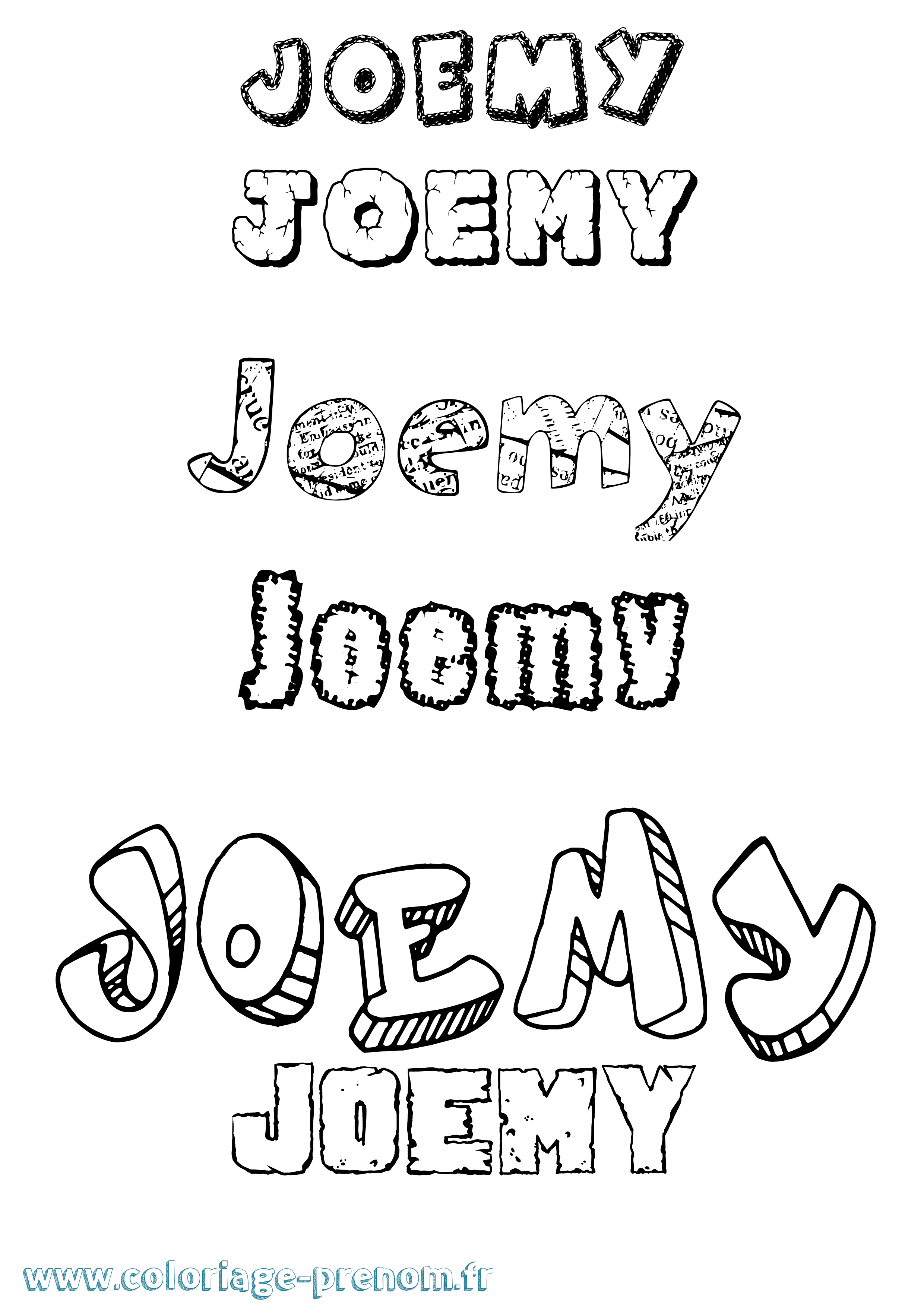 Coloriage Joemy Destructuré Coloriage prénom Joemy Destructuré