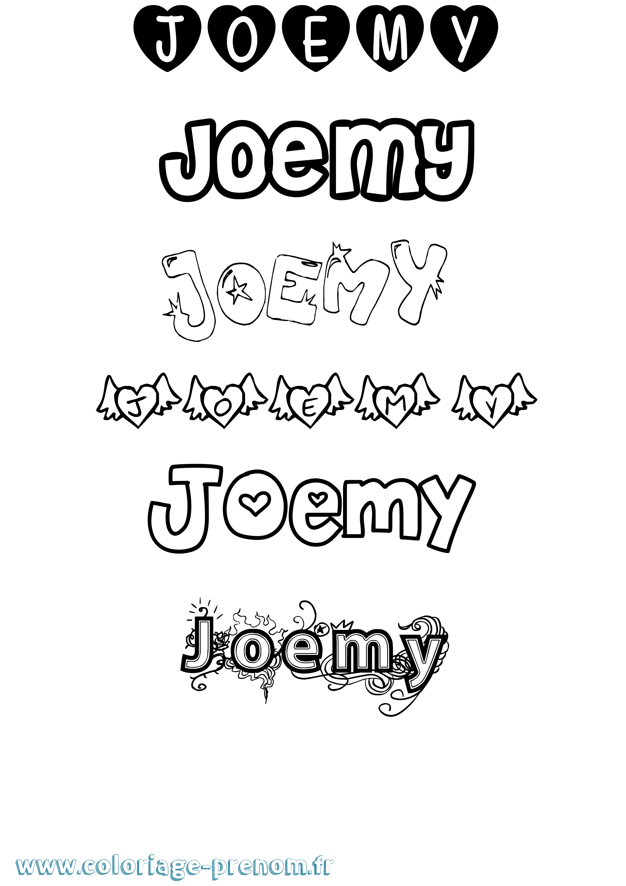 Coloriage Joemy Girly Coloriage prénom Joemy Girly