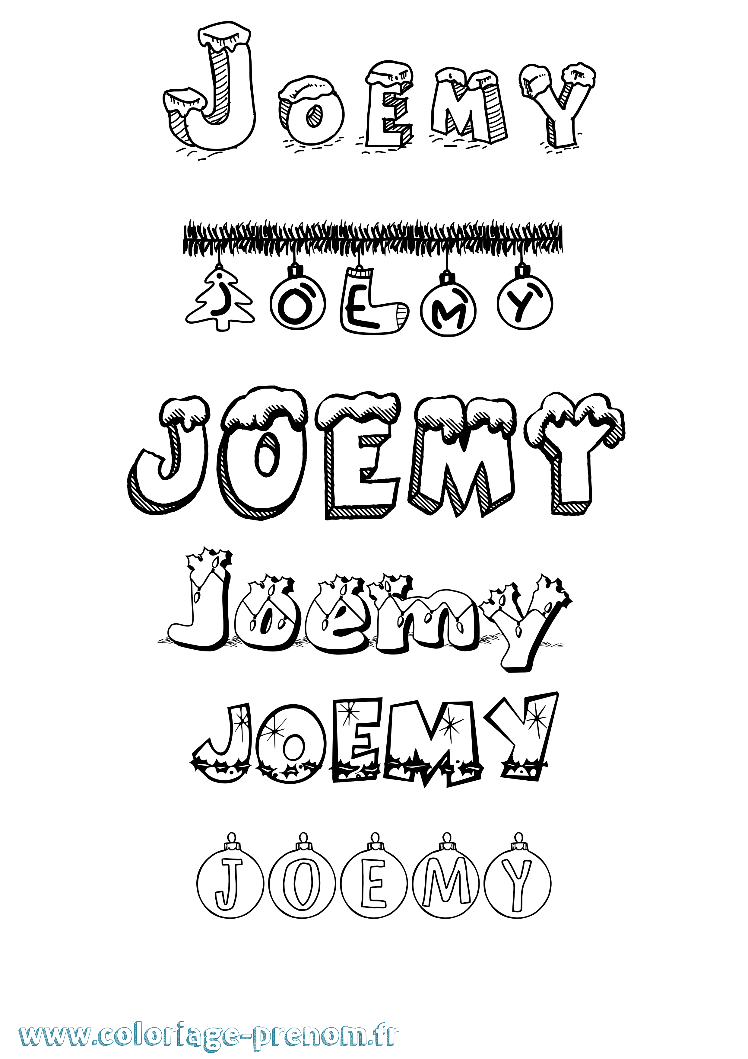 Coloriage Joemy Noël Coloriage prénom Joemy Noël