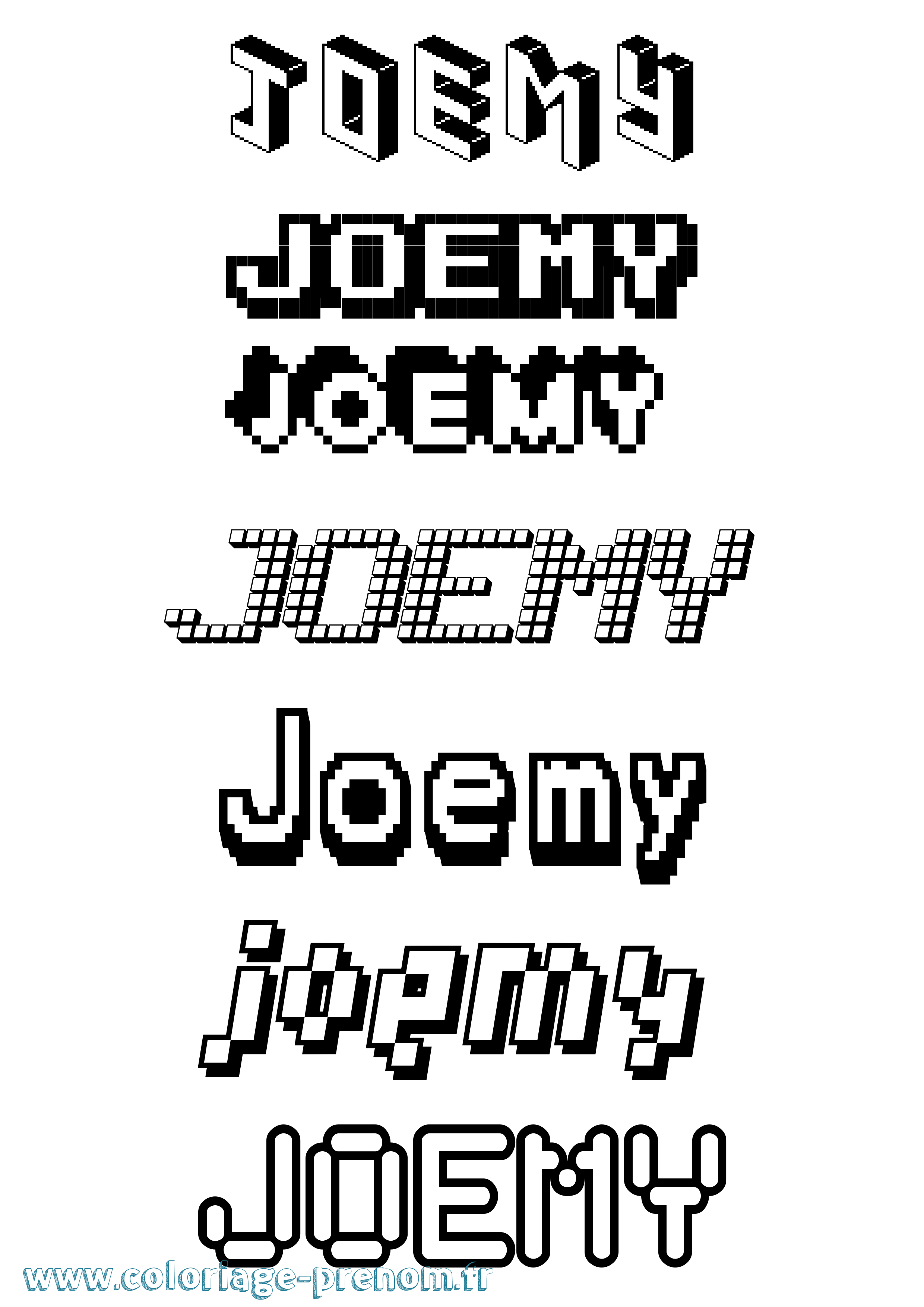 Coloriage Joemy Pixel Coloriage prénom Joemy Pixel