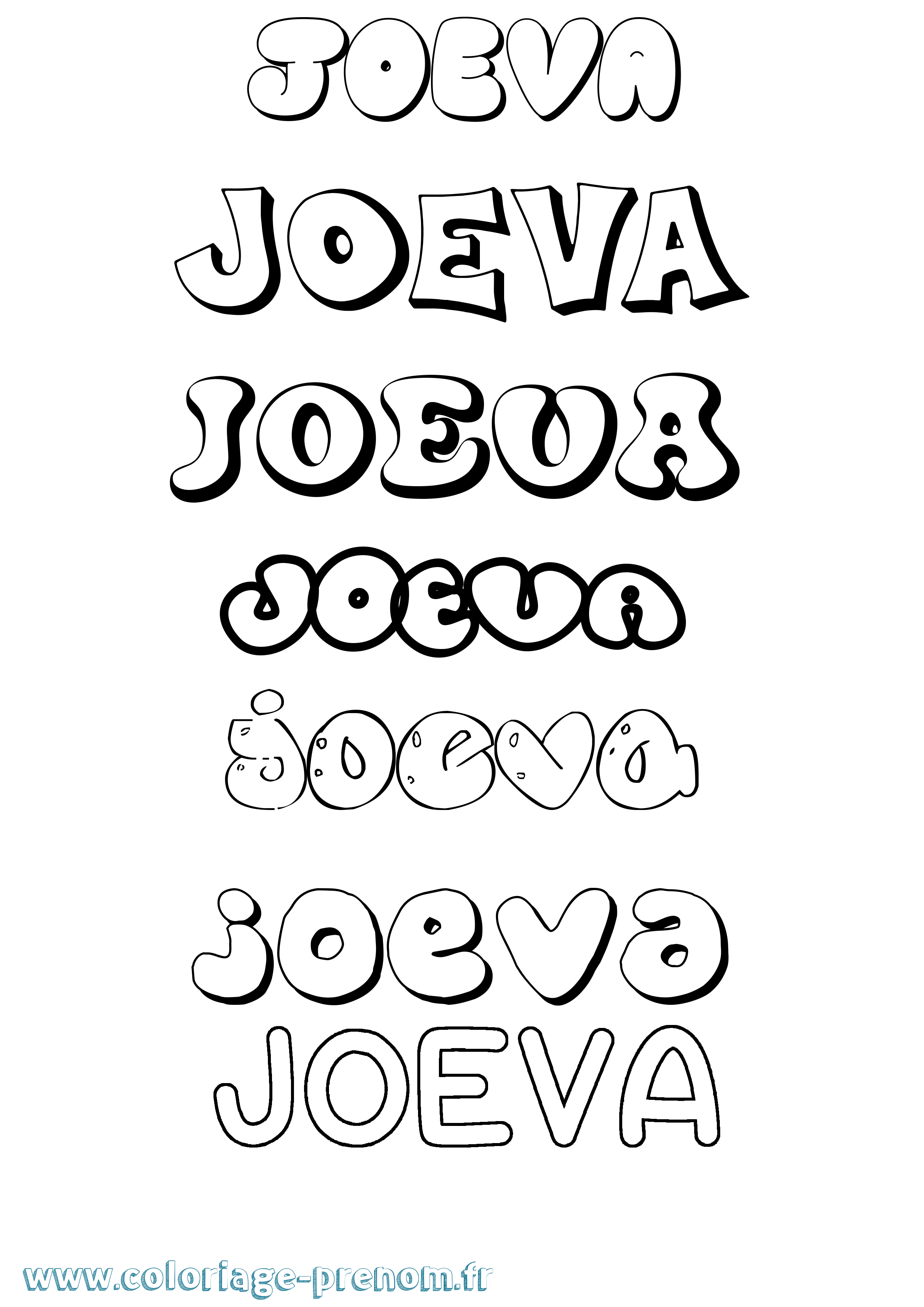 Coloriage Joeva Bubble Coloriage prénom Joeva Bubble