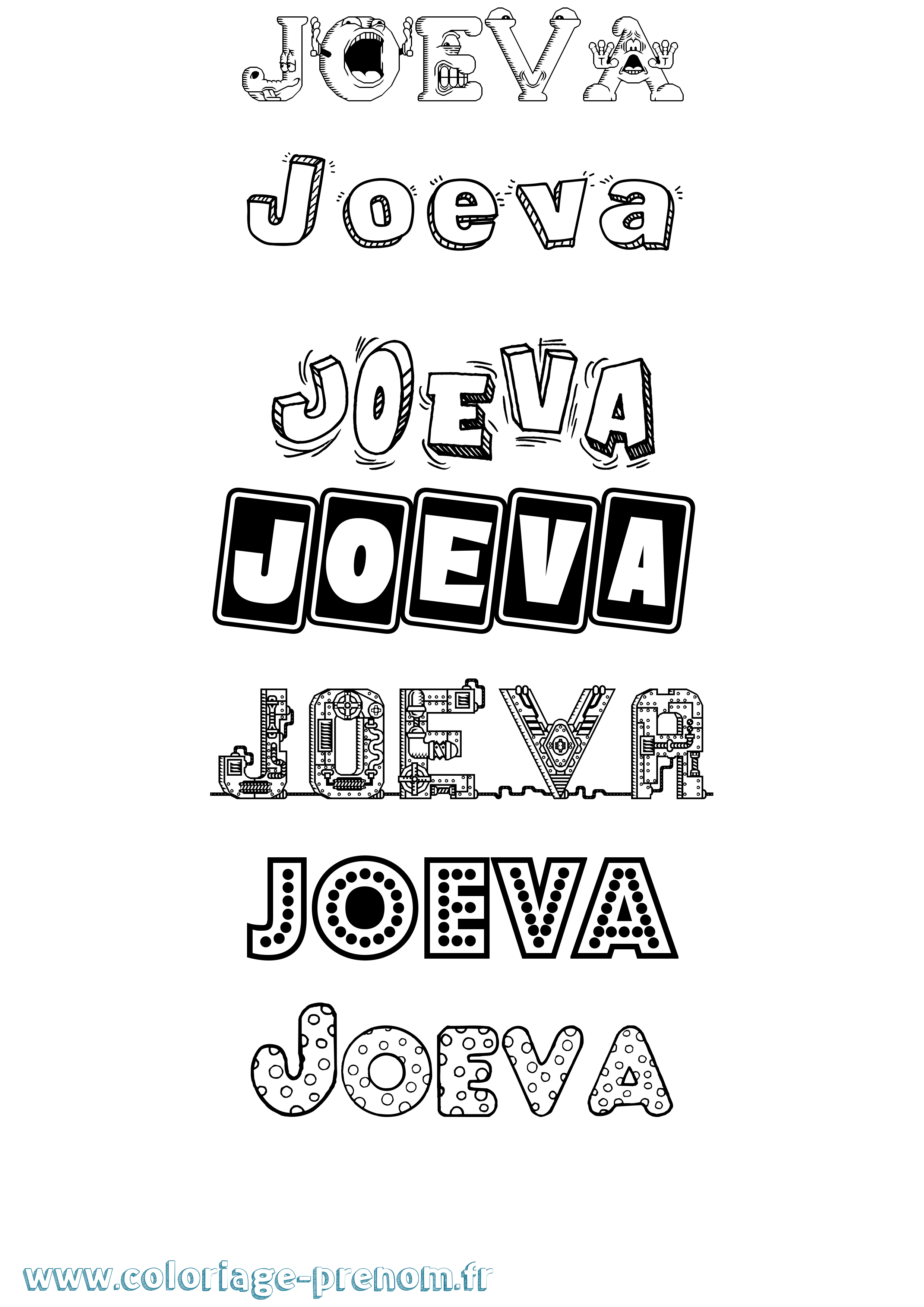 Coloriage Joeva Fun Coloriage prénom Joeva Fun