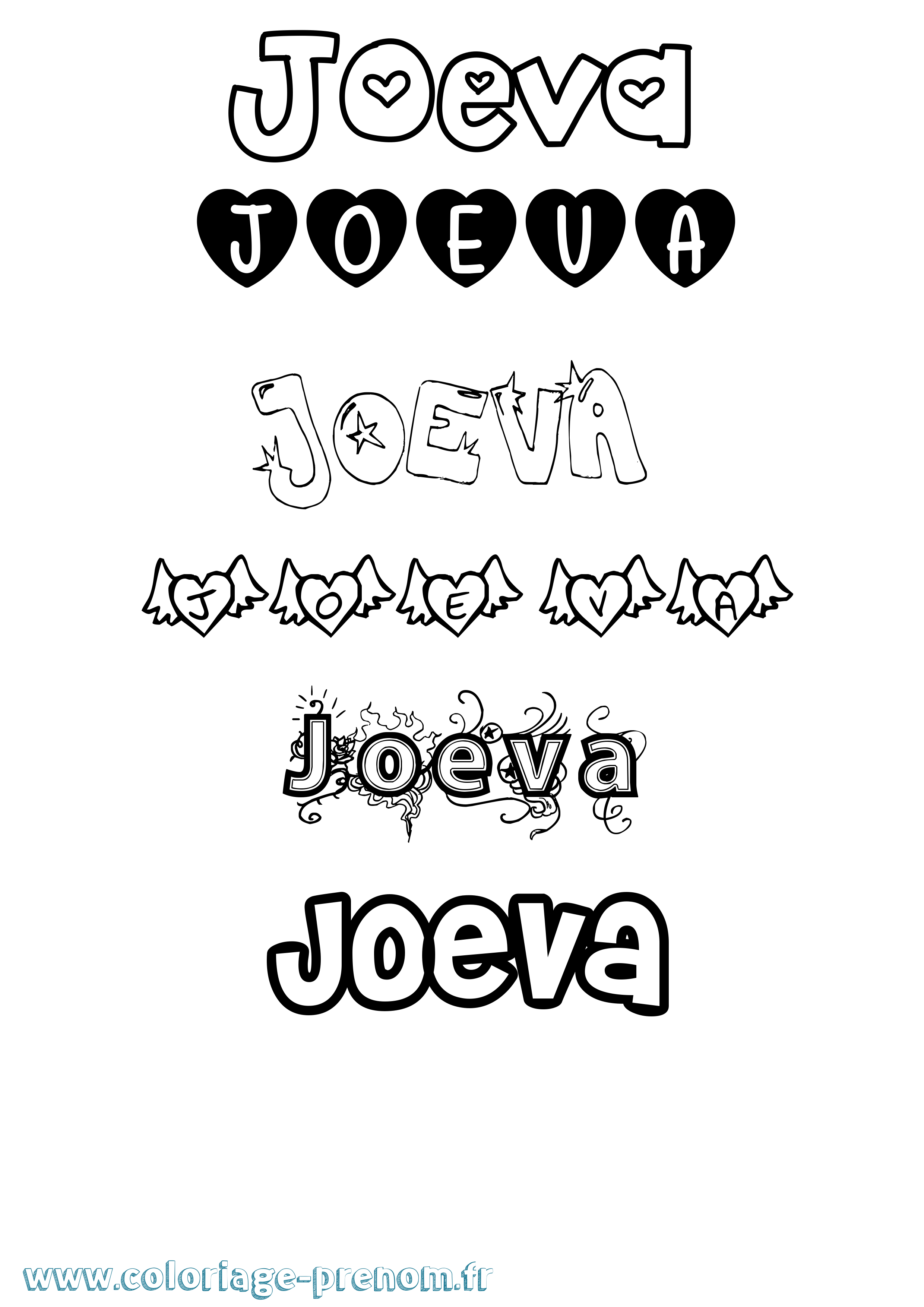 Coloriage Joeva Girly Coloriage prénom Joeva Girly