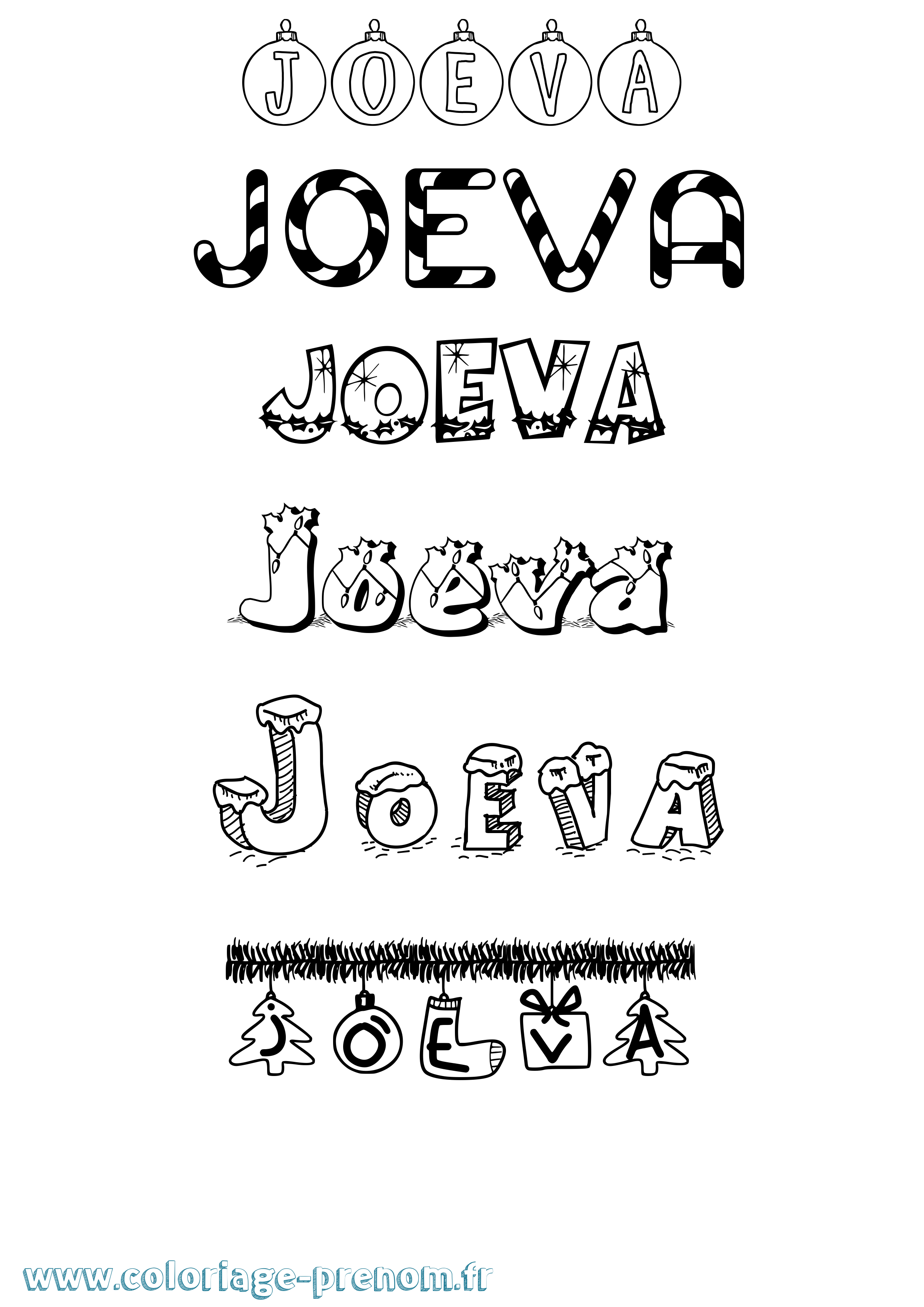 Coloriage Joeva Noël Coloriage prénom Joeva Noël