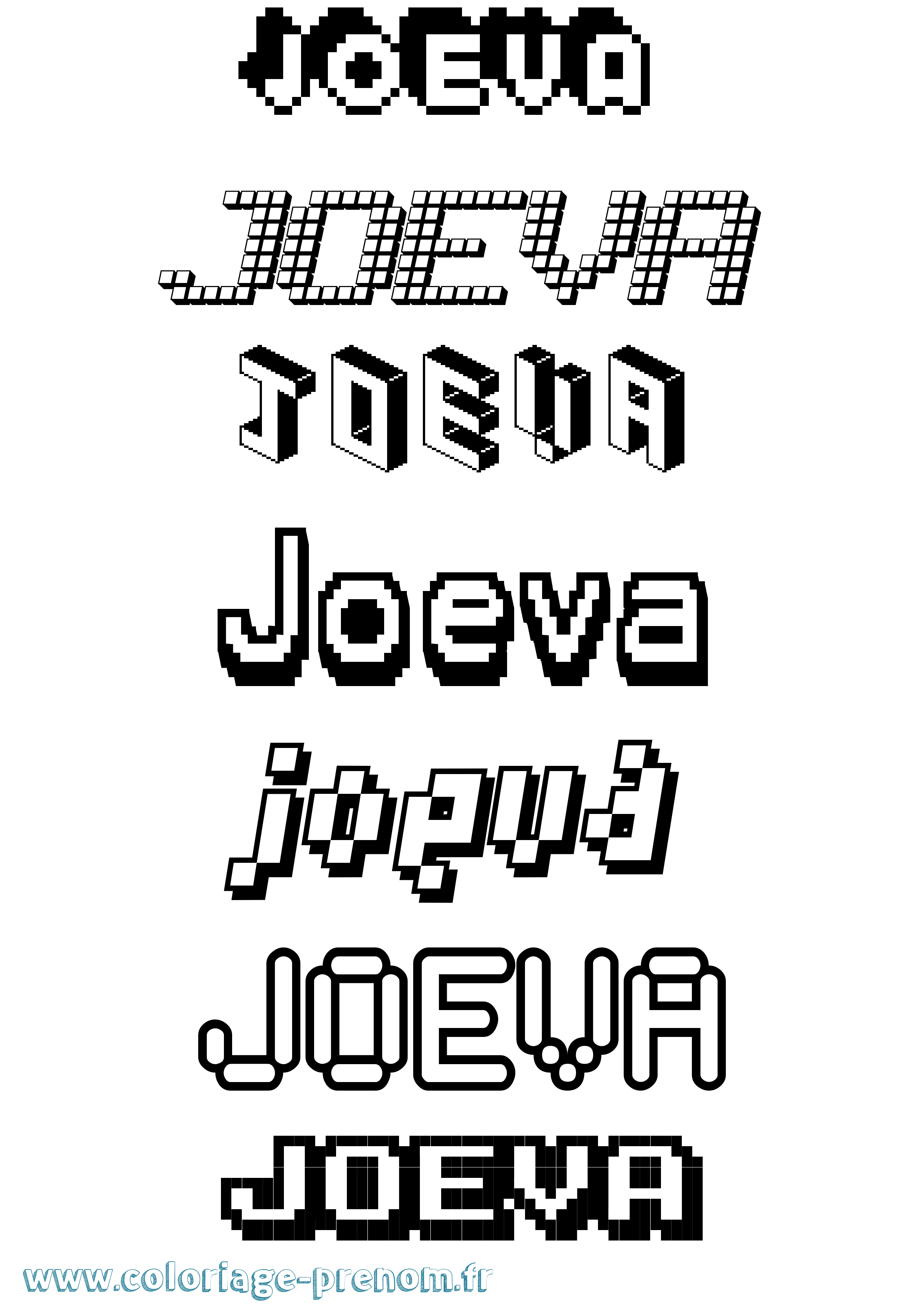 Coloriage Joeva Pixel Coloriage prénom Joeva Pixel