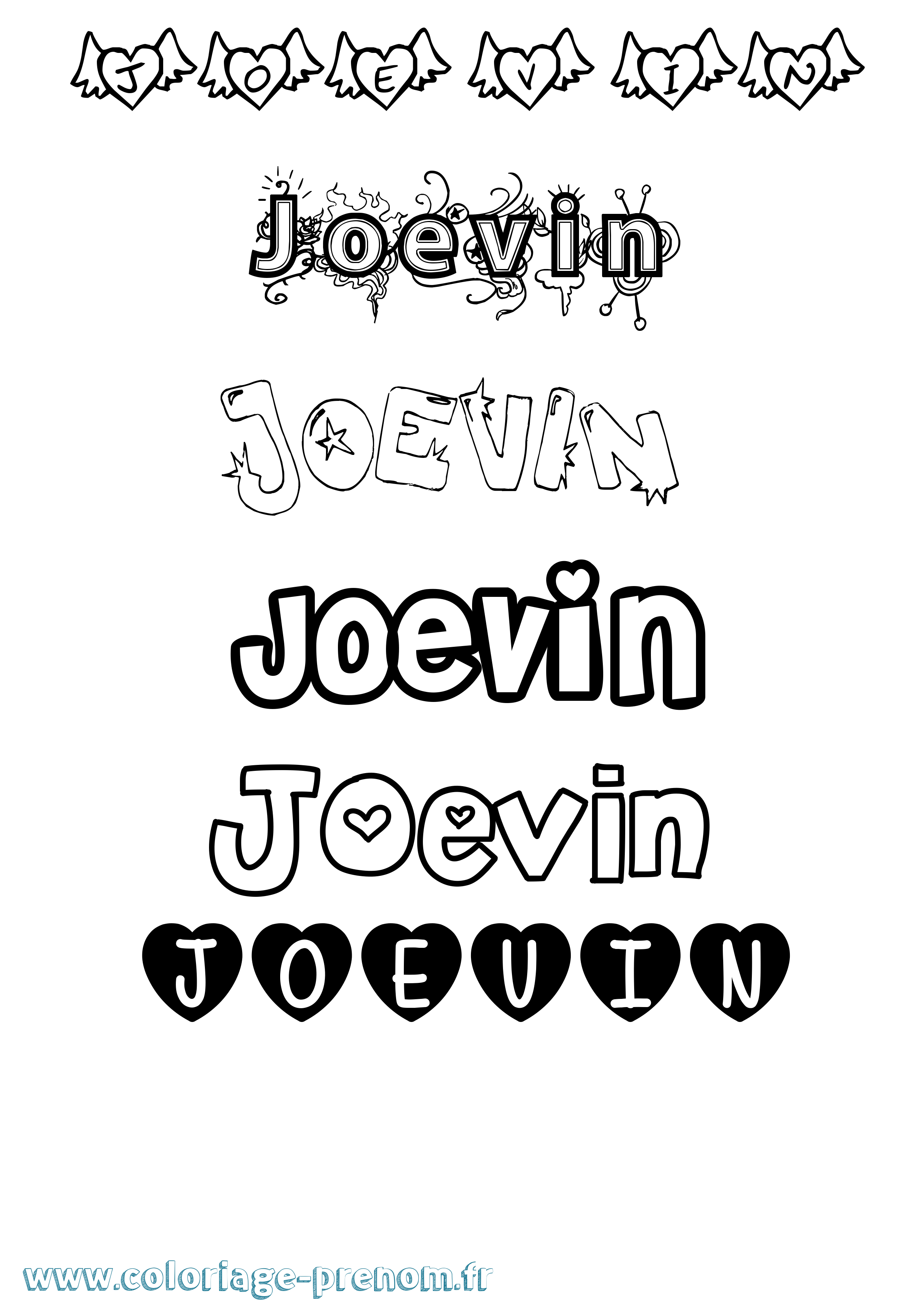 Coloriage Joevin Girly Coloriage prénom Joevin Girly