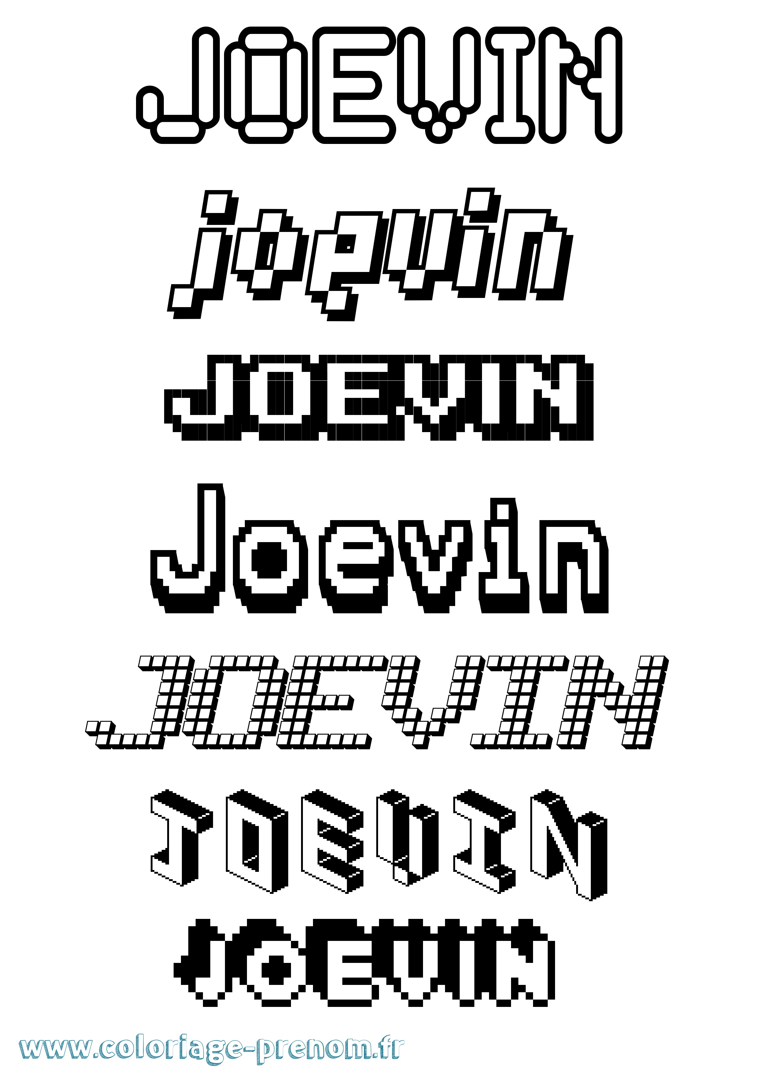 Coloriage Joevin Pixel Coloriage prénom Joevin Pixel