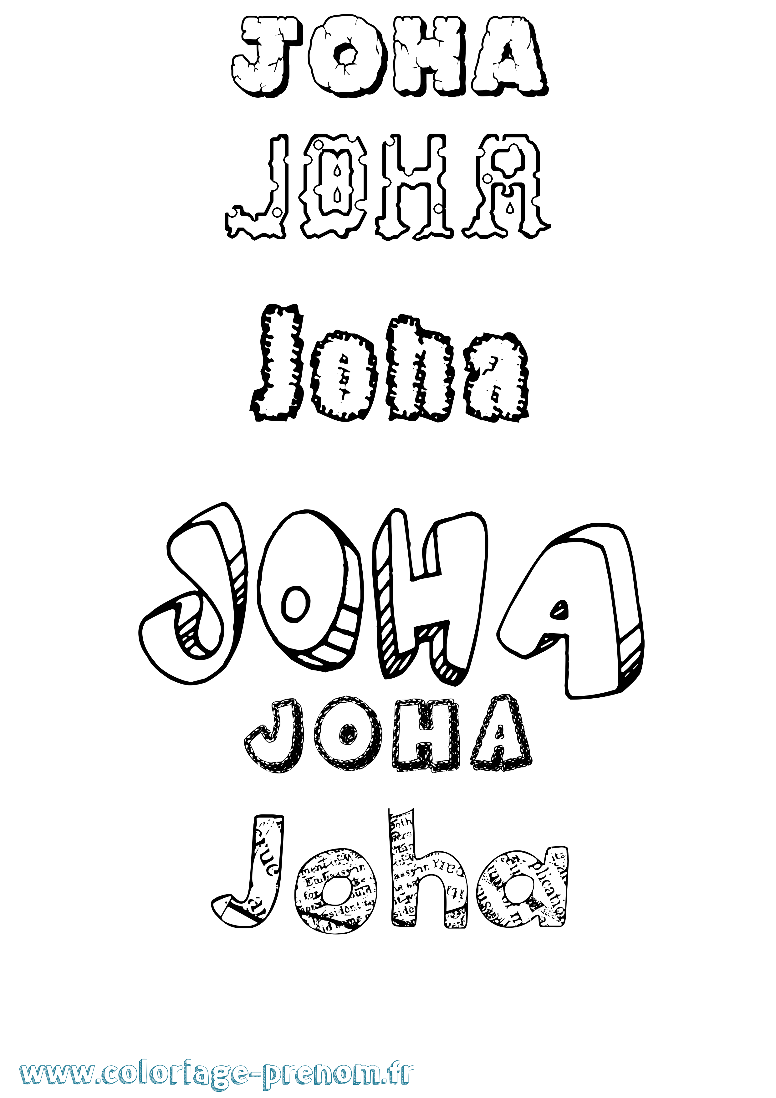 Coloriage Joha Destructuré Coloriage prénom Joha Destructuré