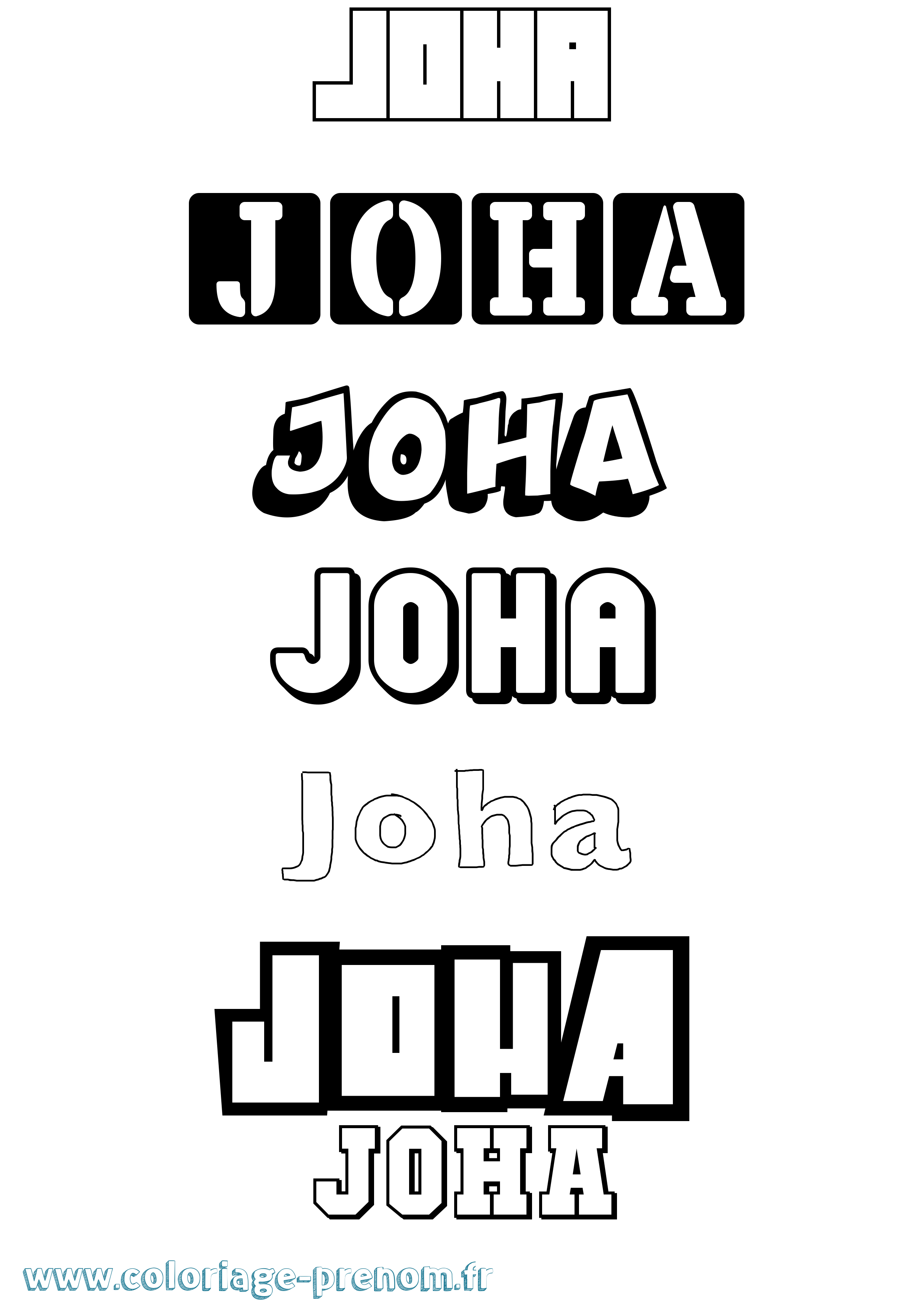 Coloriage Joha Simple Coloriage prénom Joha Simple