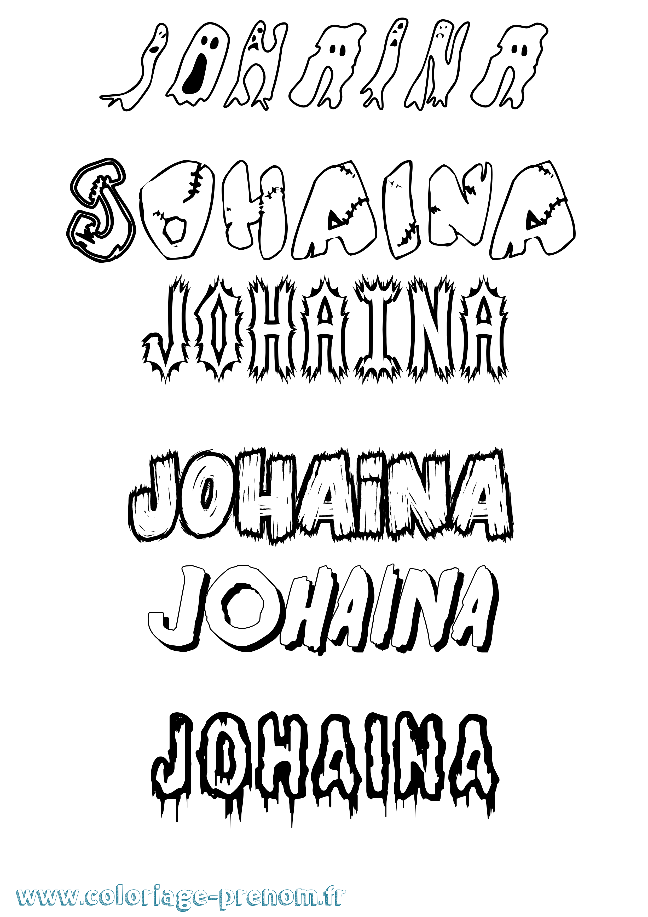 Coloriage Johaina Frisson Coloriage prénom Johaina Frisson