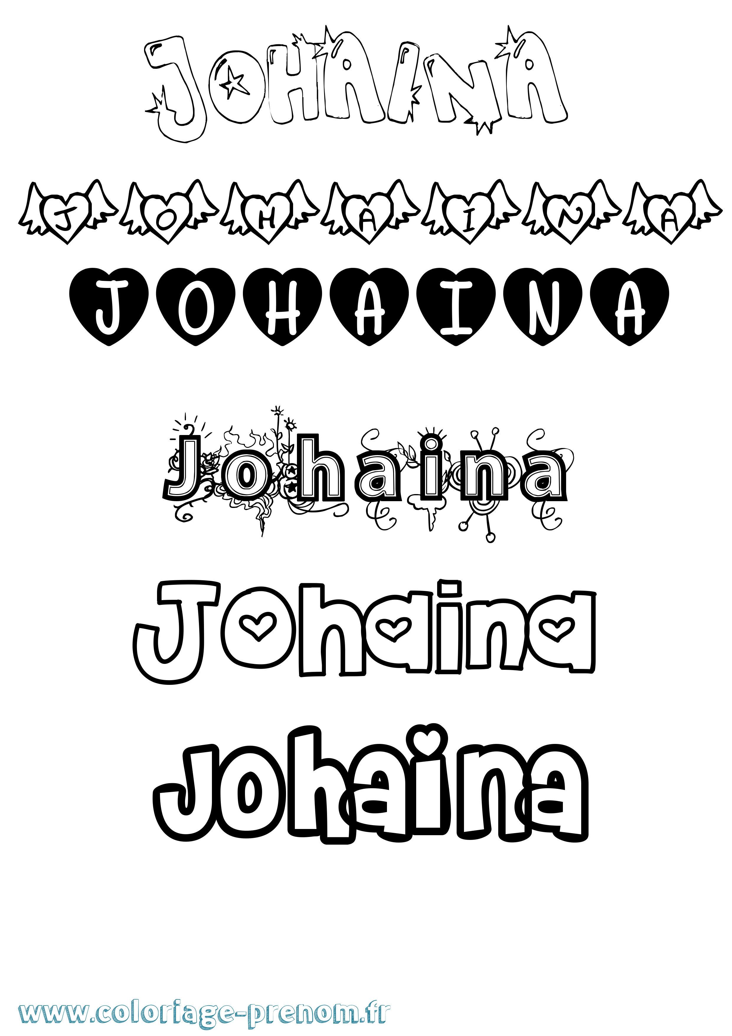 Coloriage Johaina Girly Coloriage prénom Johaina Girly