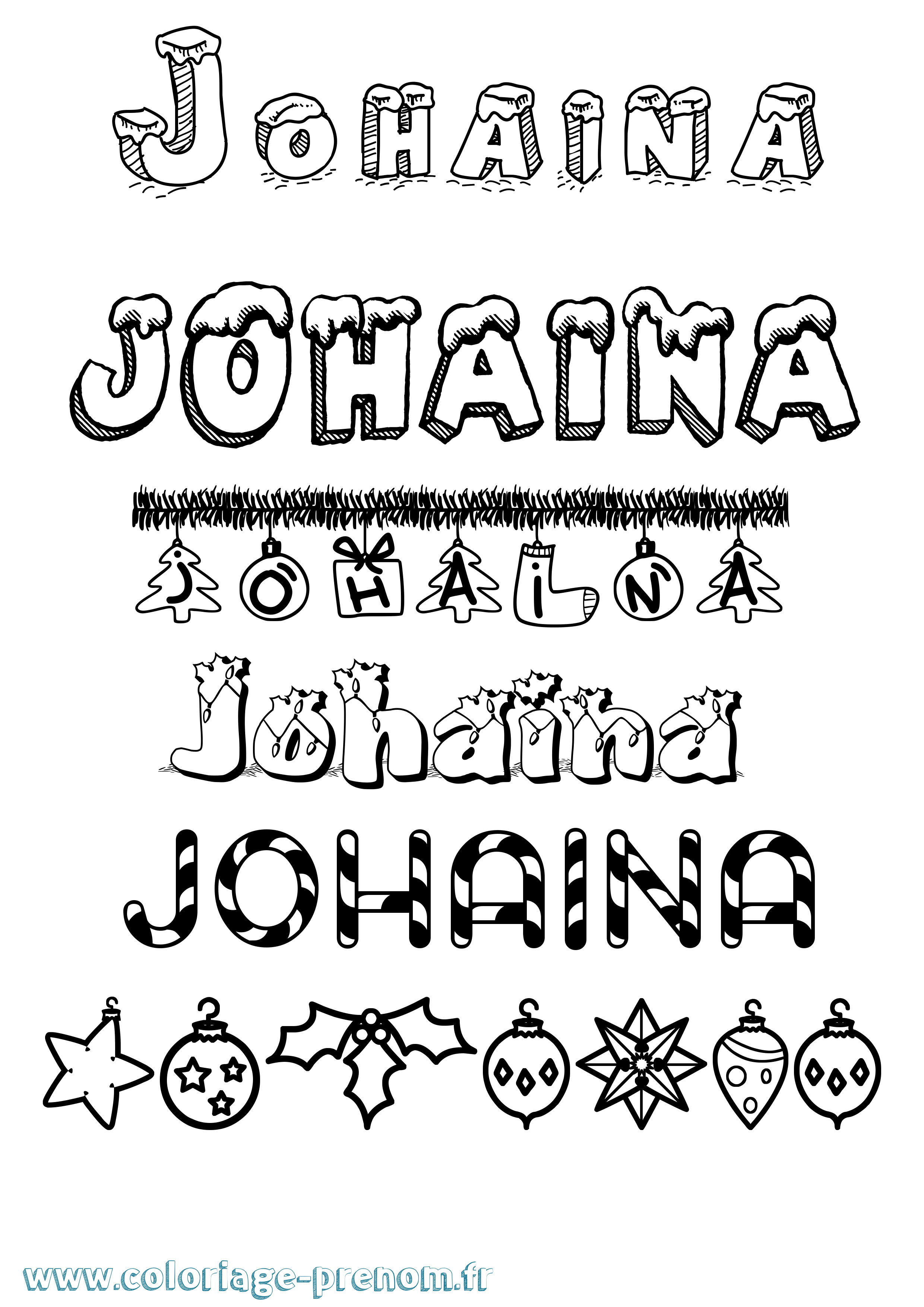 Coloriage Johaina Noël Coloriage prénom Johaina Noël