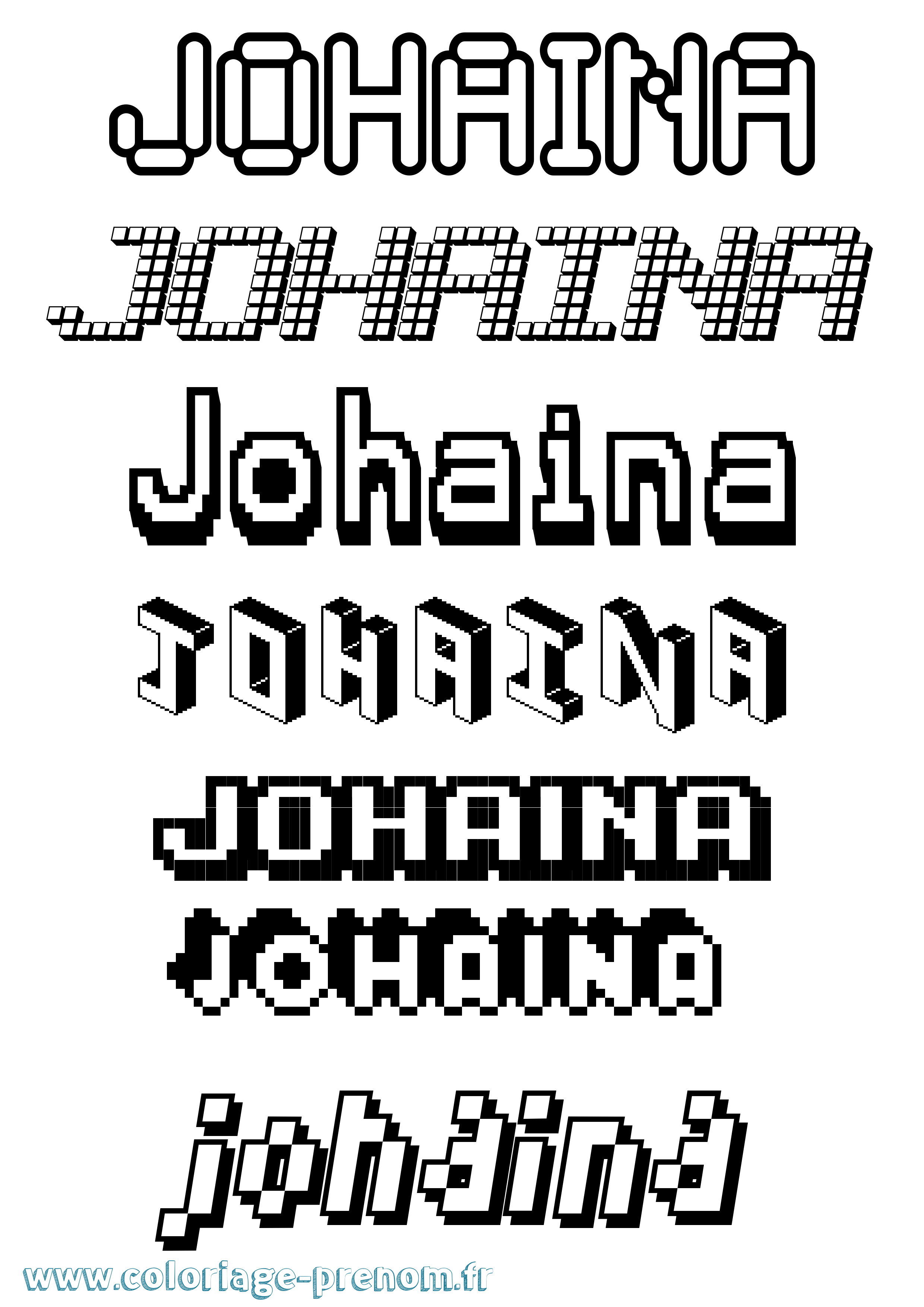 Coloriage Johaina Pixel Coloriage prénom Johaina Pixel