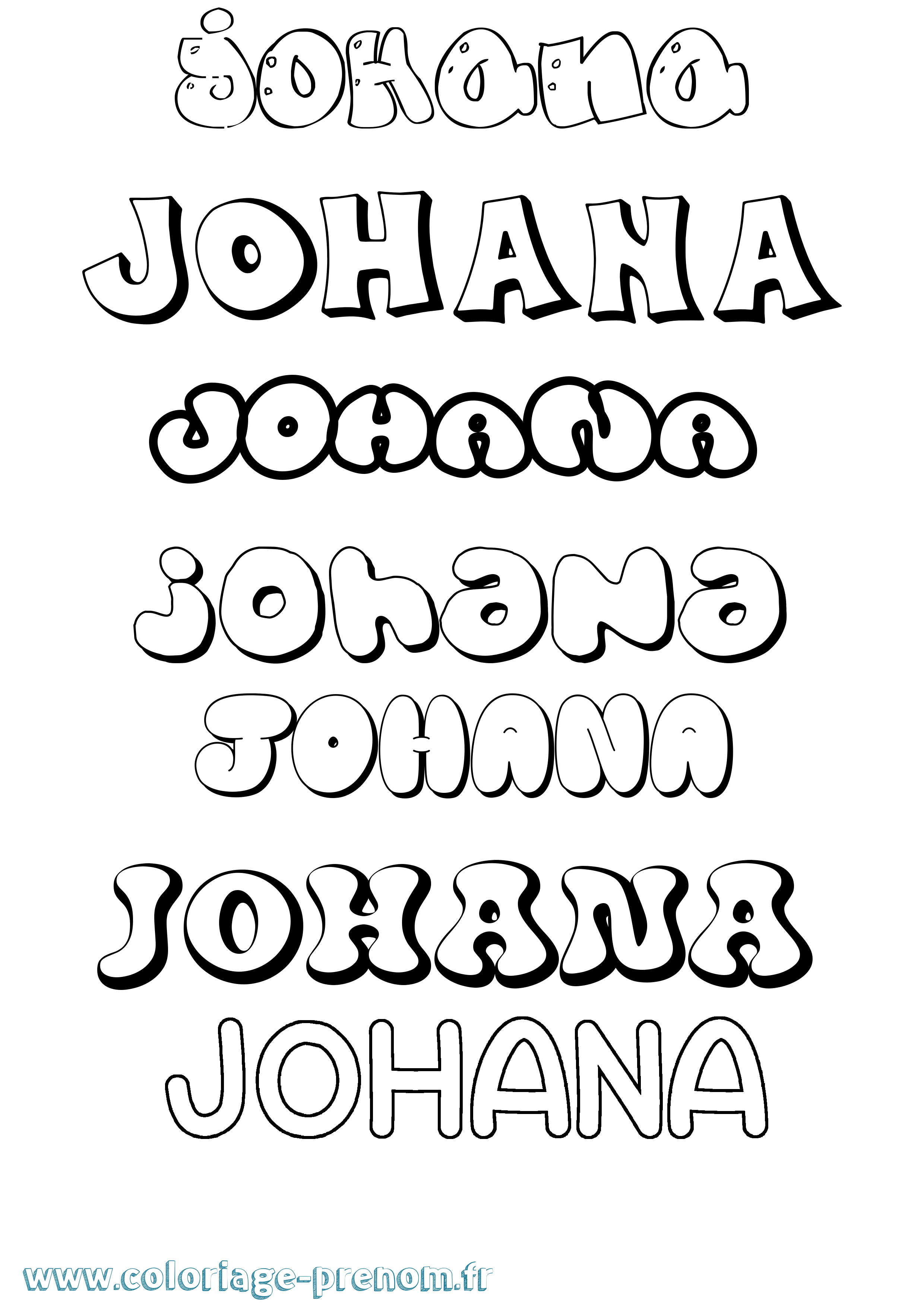 Coloriage Johana Bubble Coloriage prénom Johana Bubble