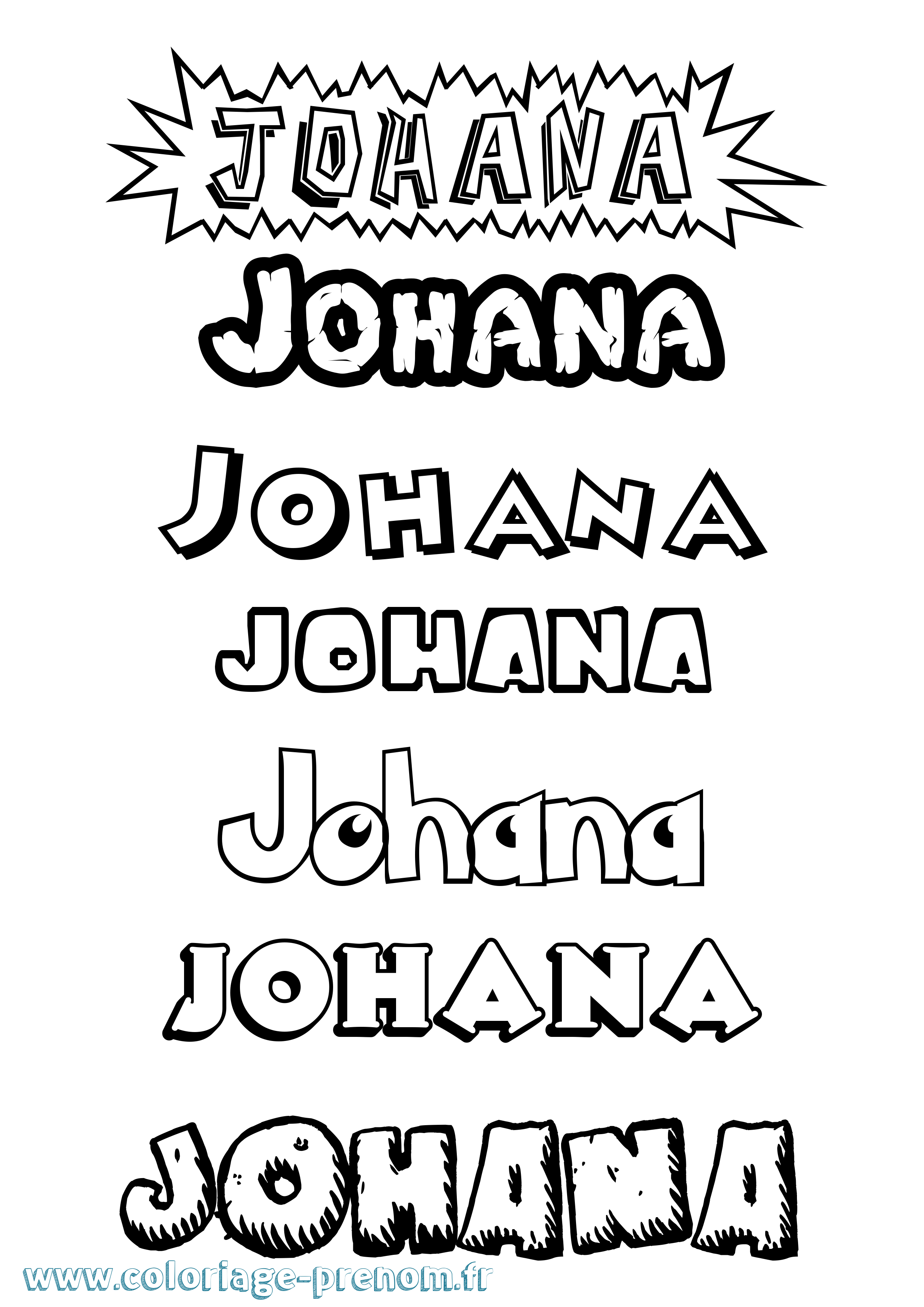 Coloriage Johana Dessin Animé Coloriage prénom Johana Dessin Animé