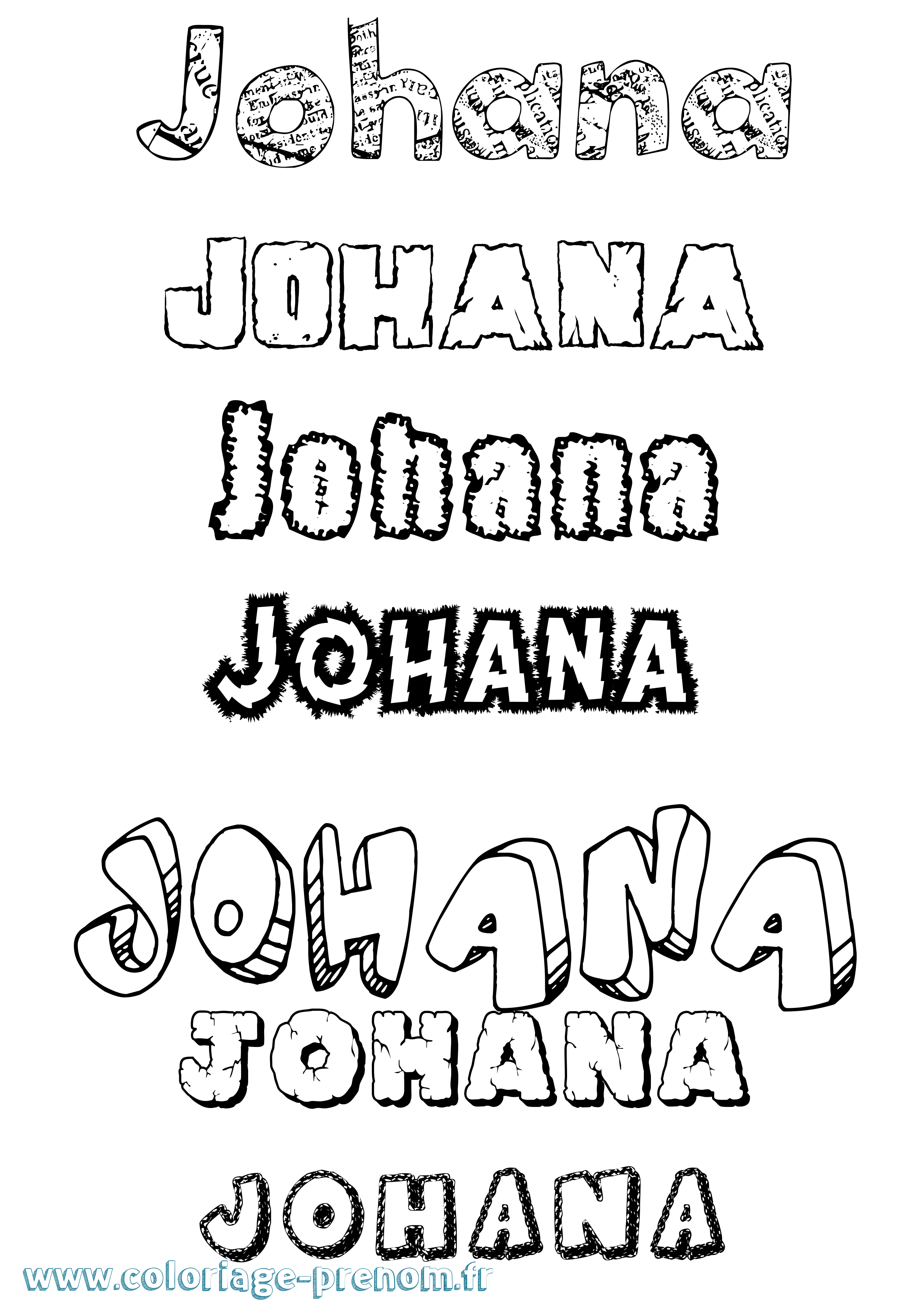 Coloriage Johana Destructuré Coloriage prénom Johana Destructuré