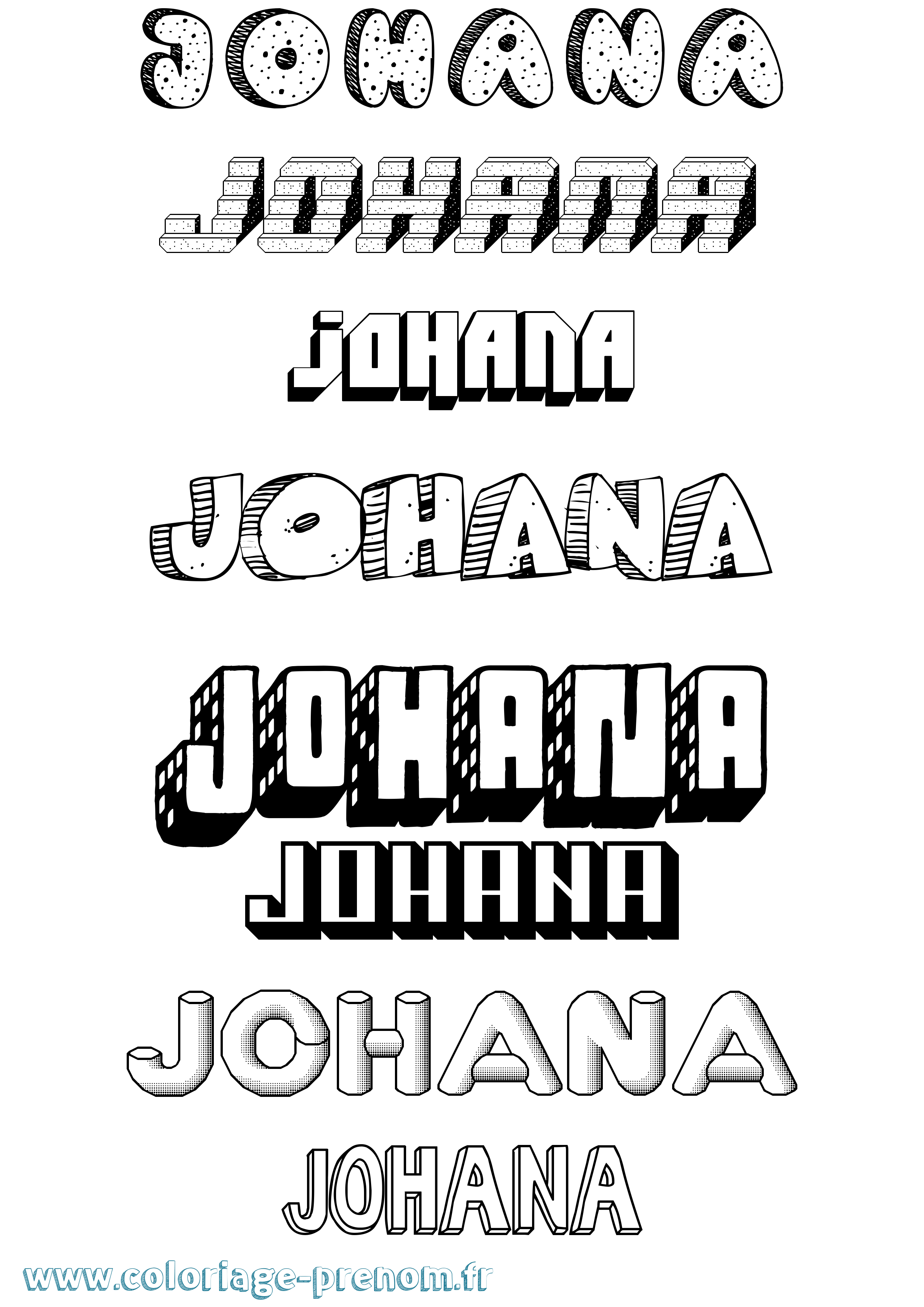 Coloriage Johana Effet 3D Coloriage prénom Johana Effet 3D
