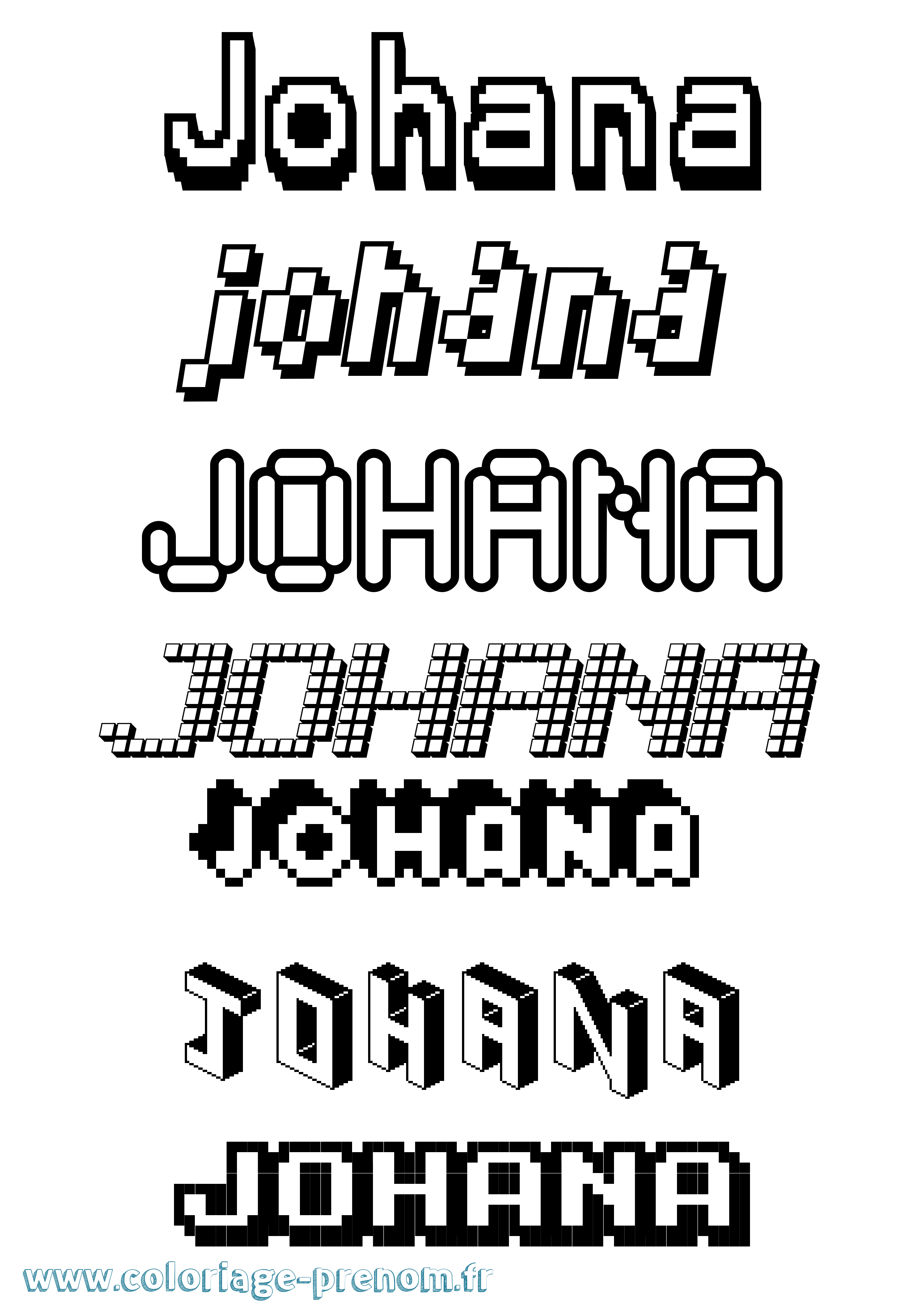 Coloriage Johana Pixel Coloriage prénom Johana Pixel