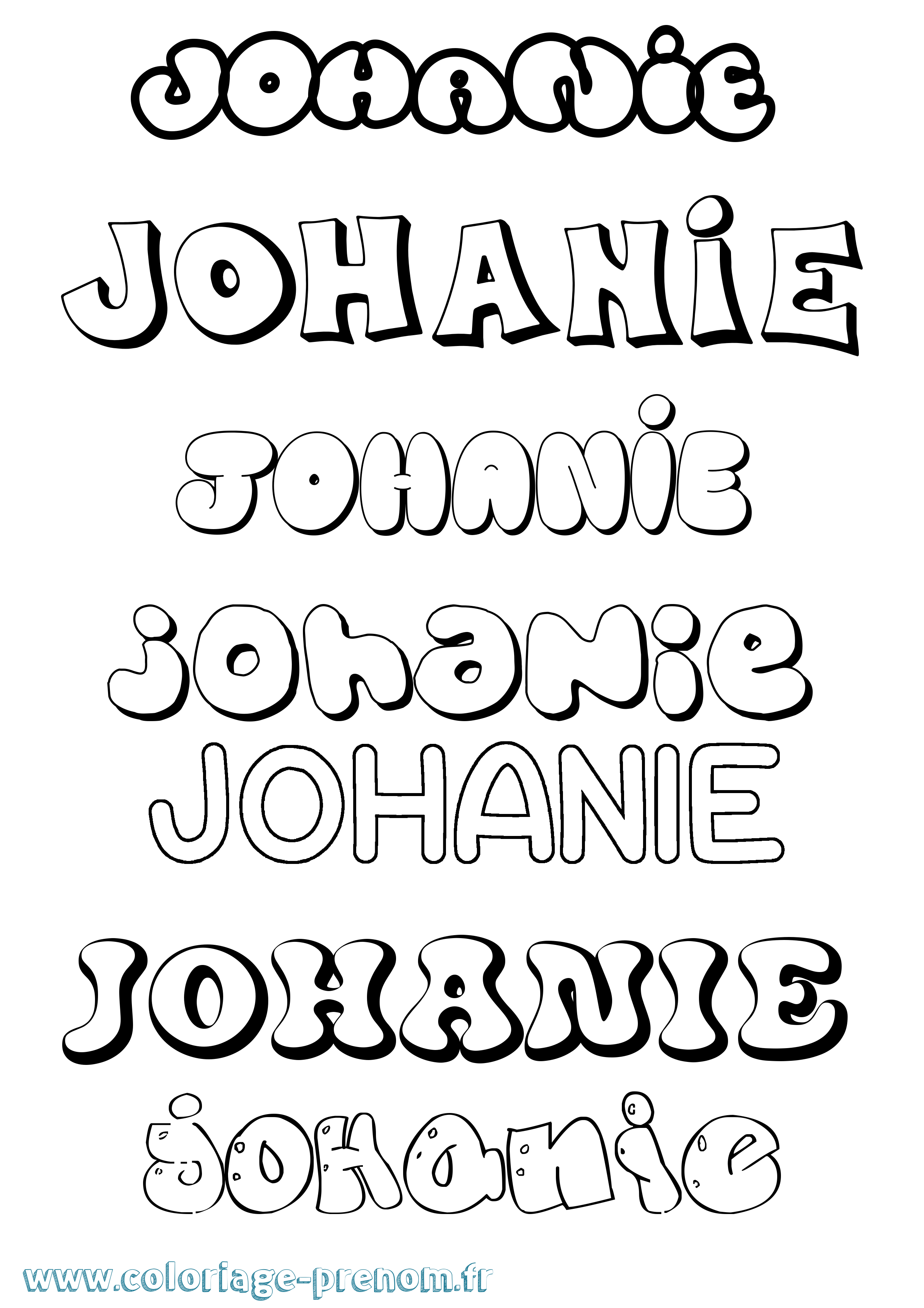 Coloriage Johanie Bubble Coloriage prénom Johanie Bubble