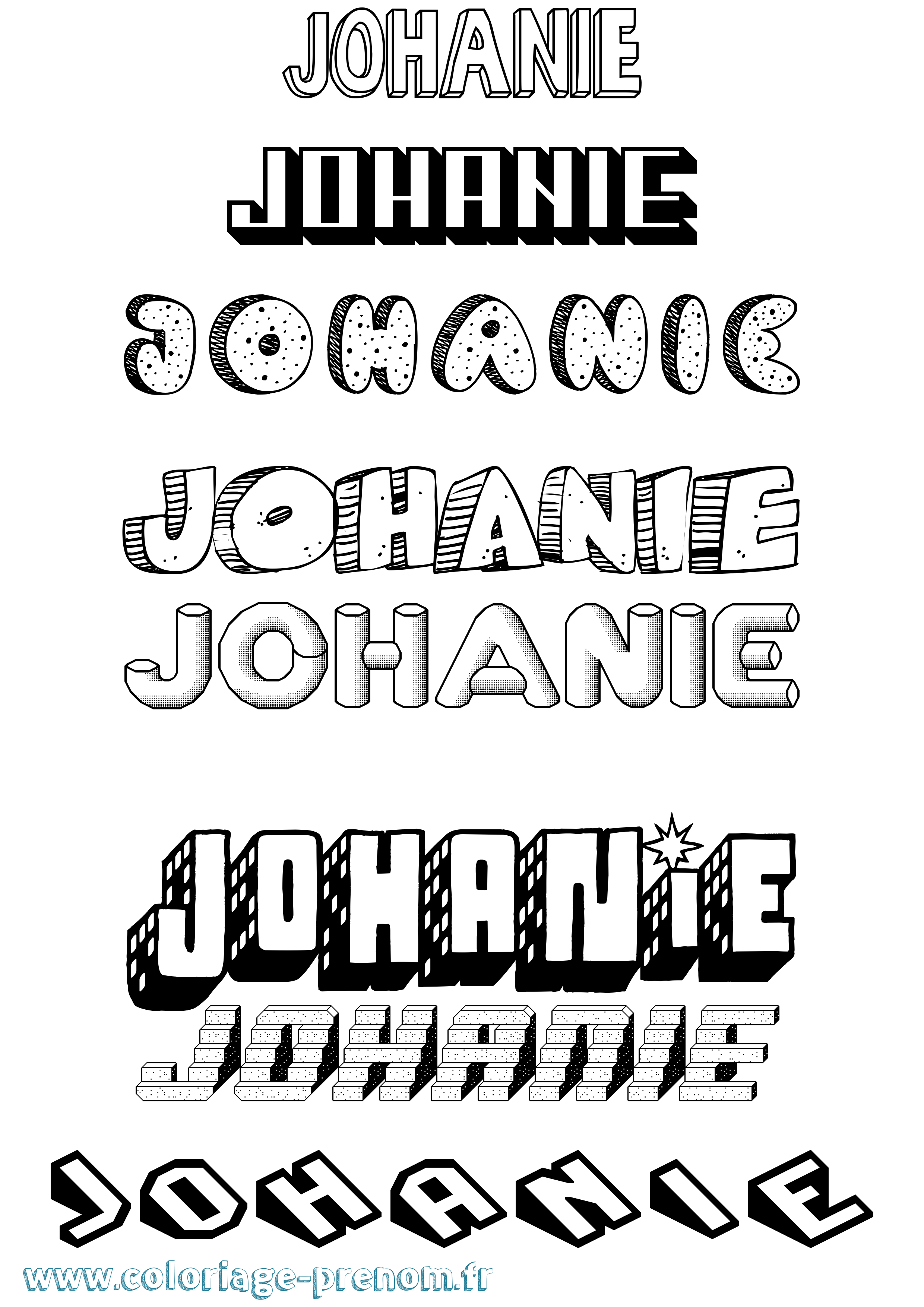 Coloriage Johanie Effet 3D Coloriage prénom Johanie Effet 3D