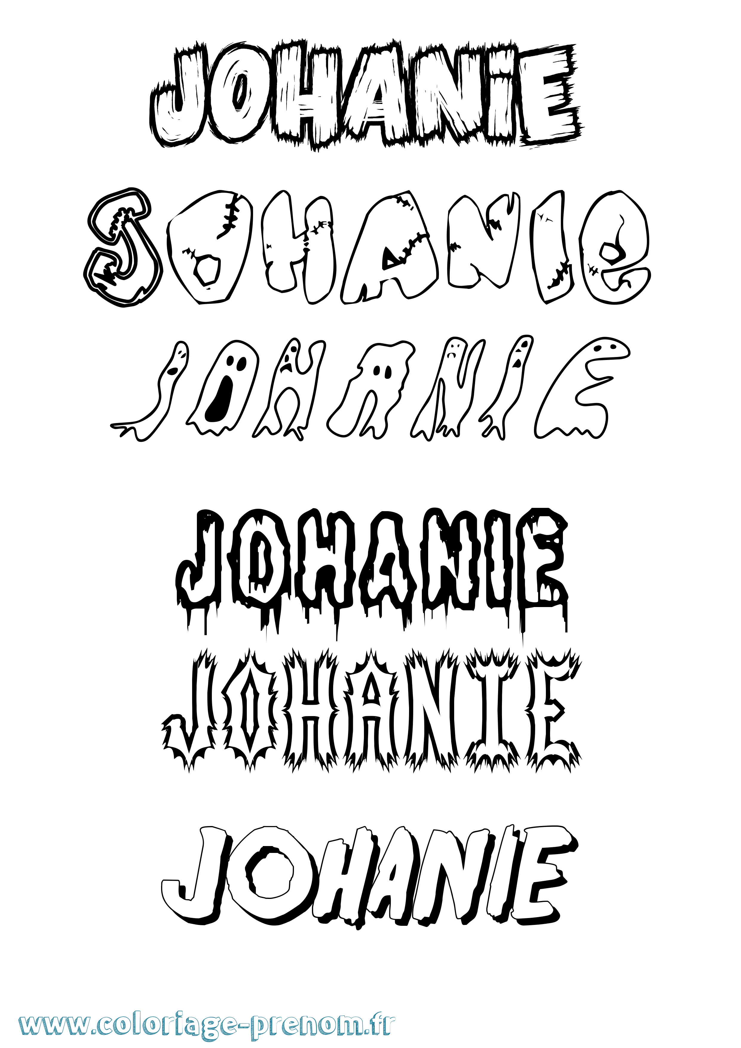 Coloriage Johanie Frisson Coloriage prénom Johanie Frisson