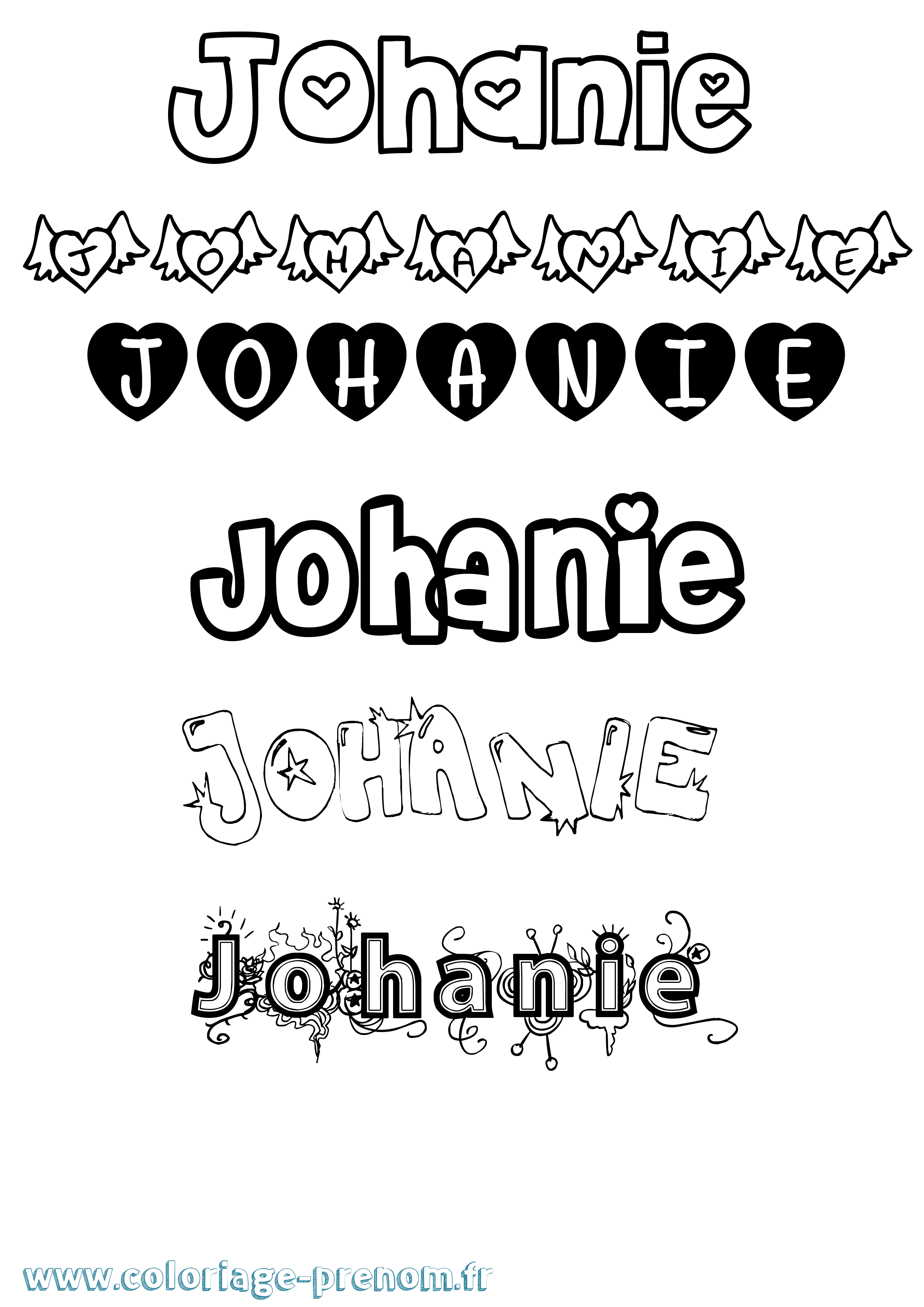 Coloriage Johanie Girly Coloriage prénom Johanie Girly