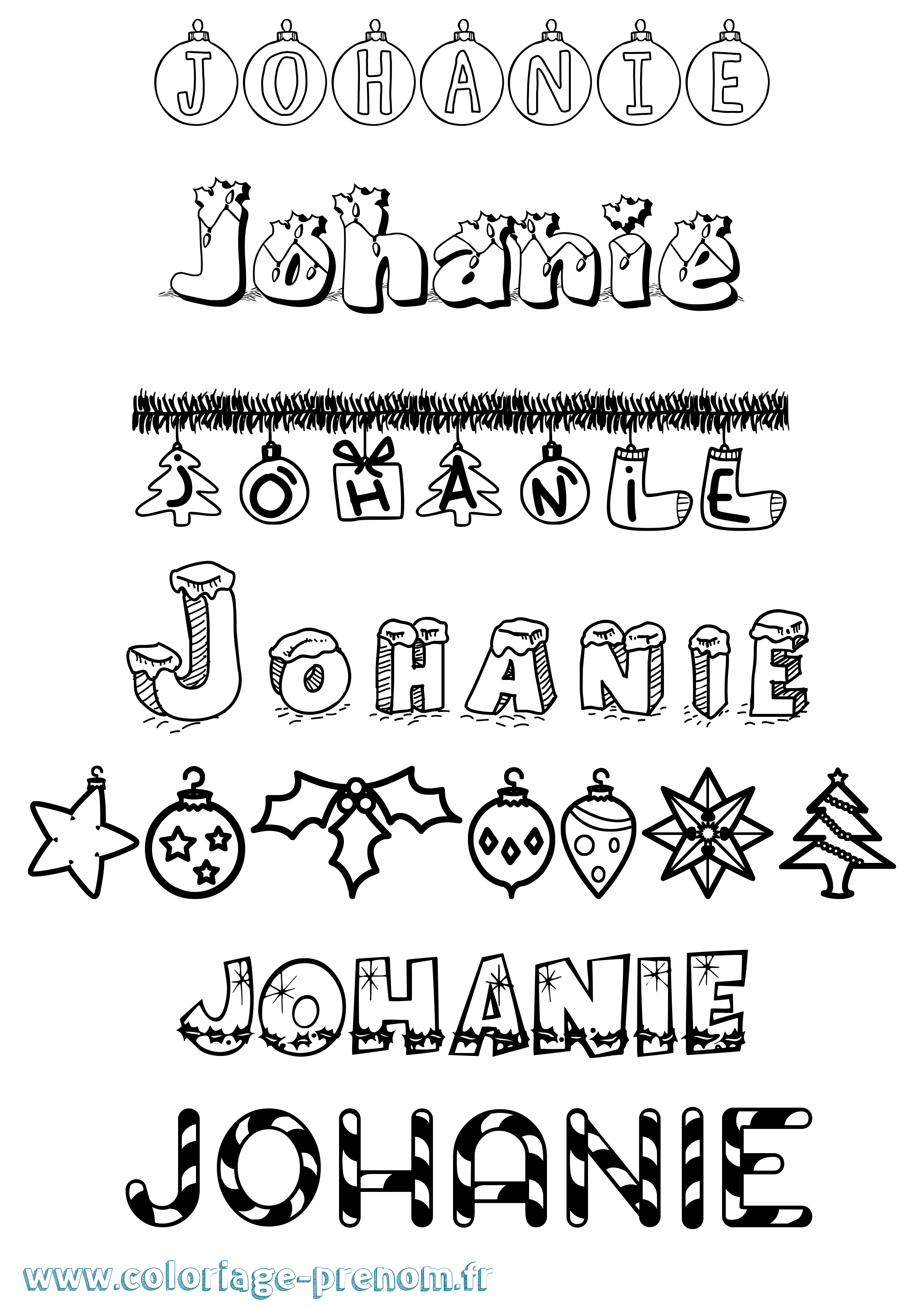 Coloriage Johanie Noël Coloriage prénom Johanie Noël