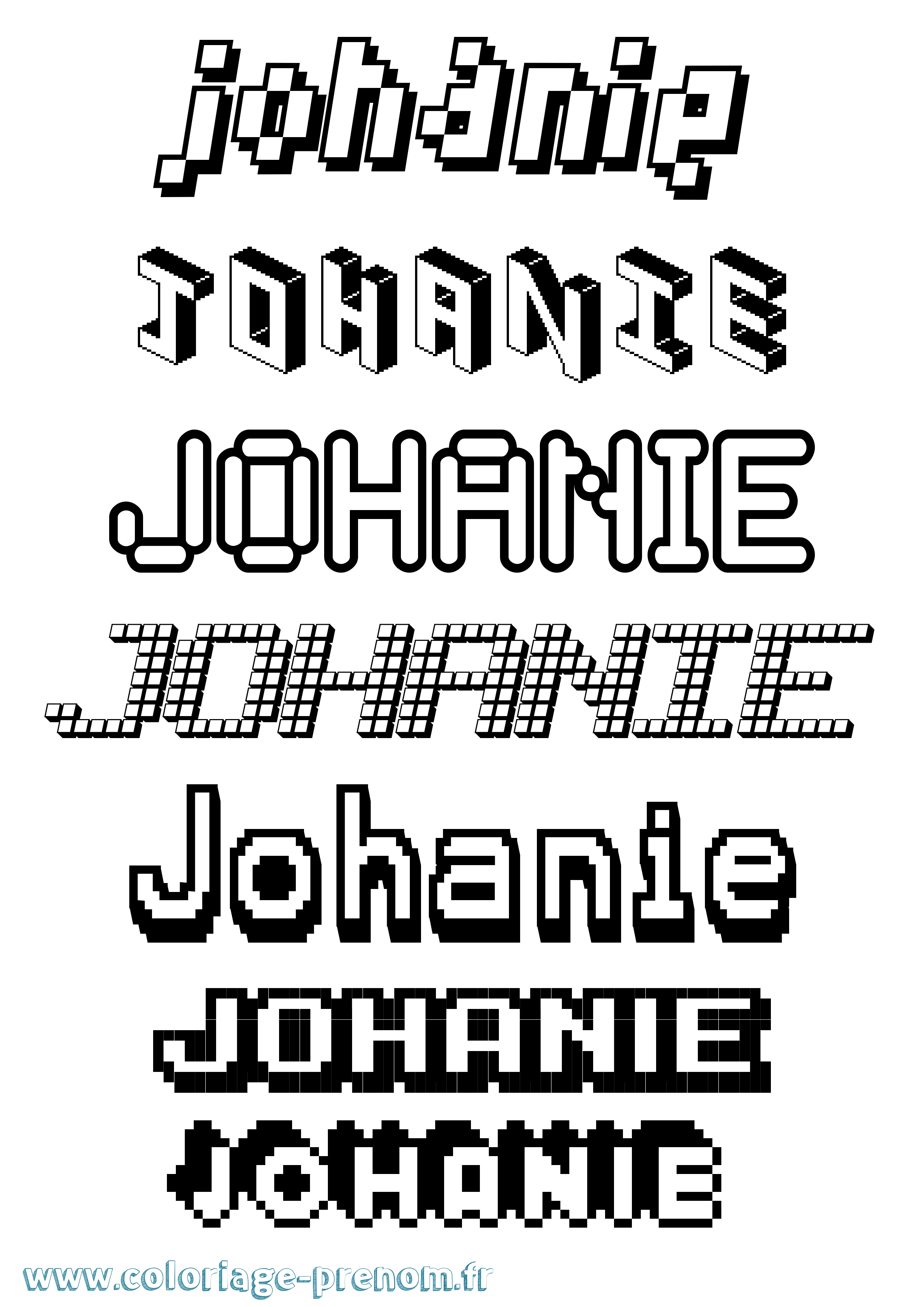 Coloriage Johanie Pixel Coloriage prénom Johanie Pixel