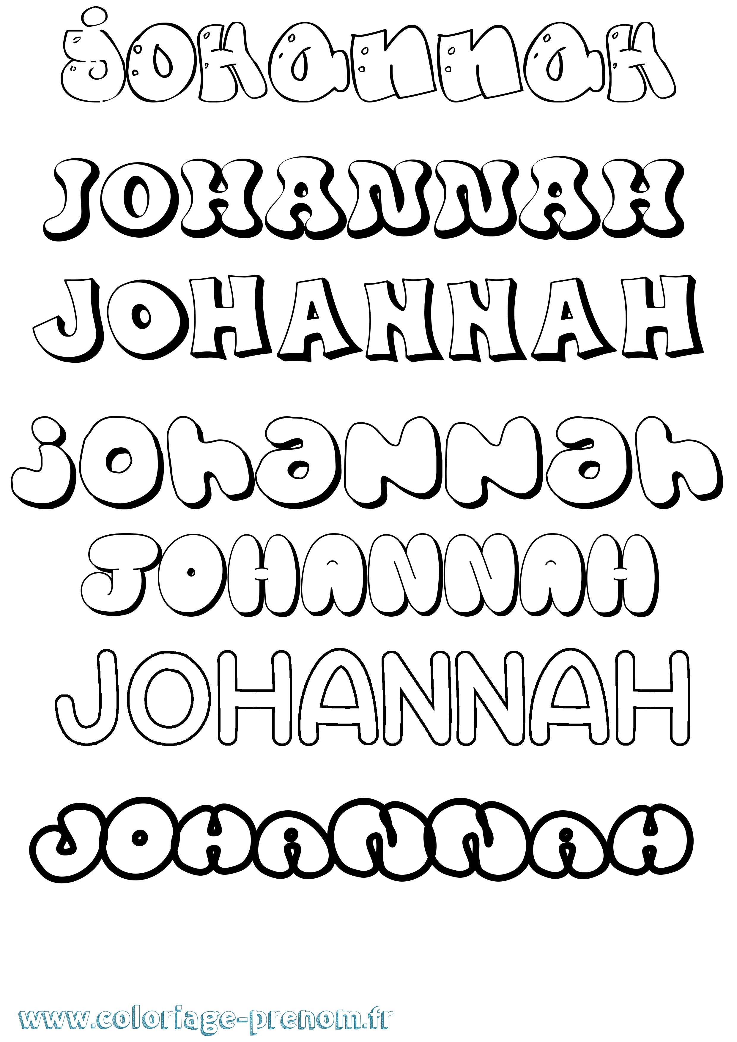 Coloriage Johannah Bubble Coloriage prénom Johannah Bubble