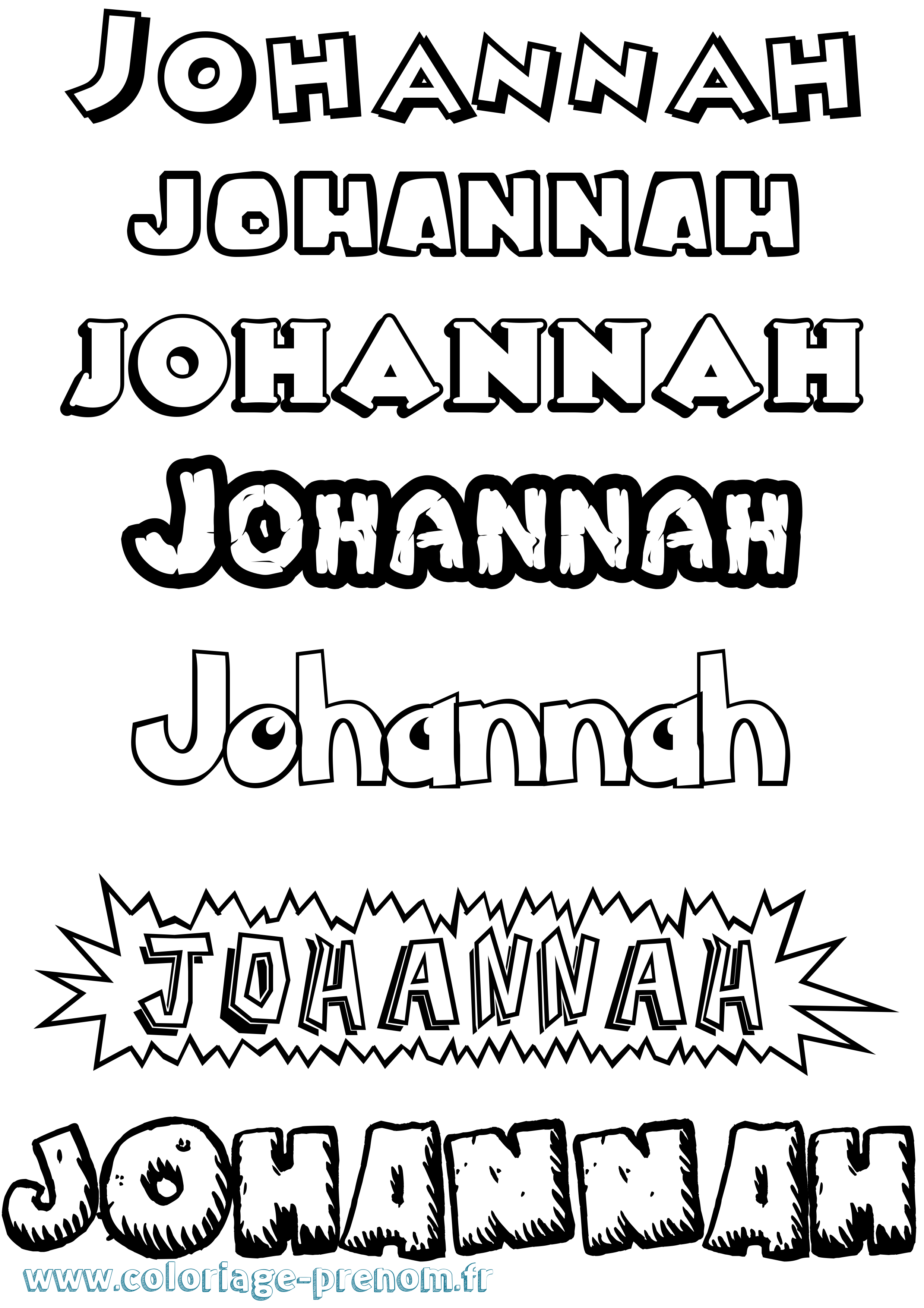 Coloriage Johannah Dessin Animé Coloriage prénom Johannah Dessin Animé