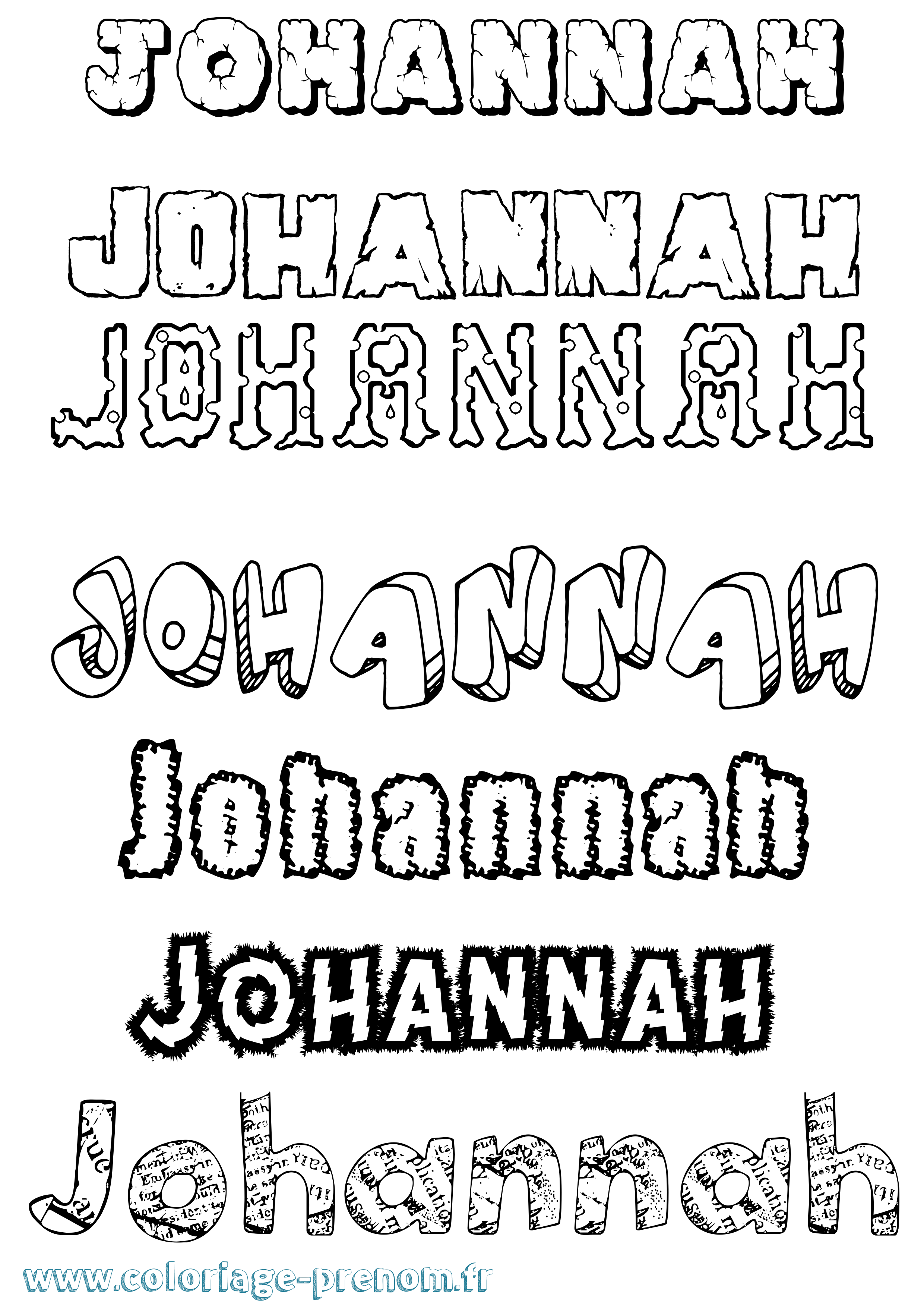 Coloriage Johannah Destructuré Coloriage prénom Johannah Destructuré