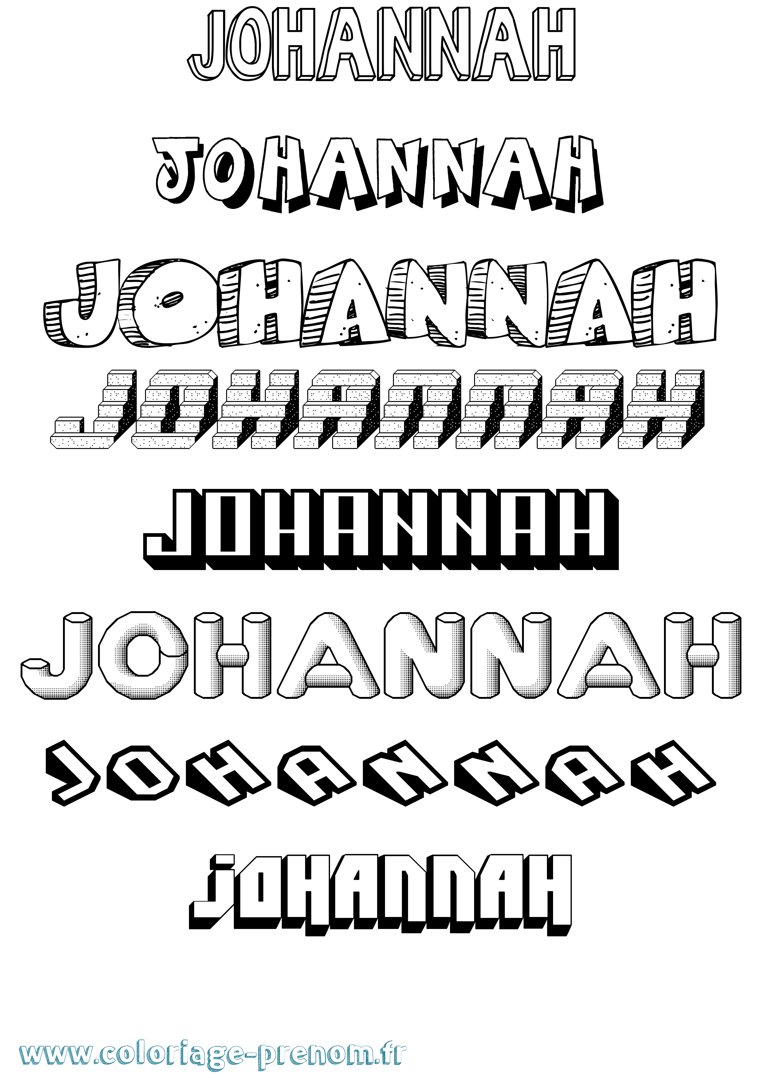 Coloriage Johannah Effet 3D Coloriage prénom Johannah Effet 3D