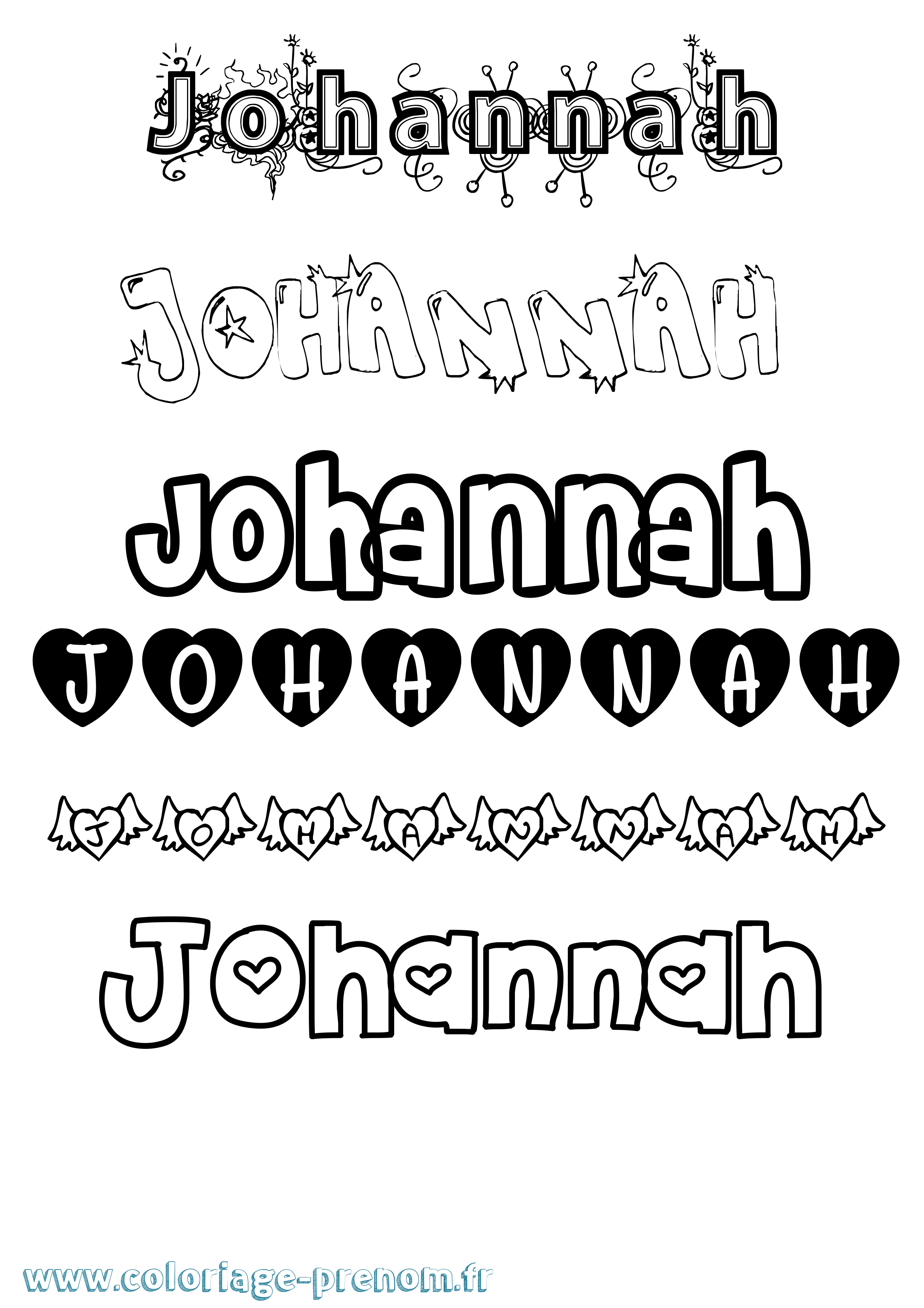 Coloriage Johannah Girly Coloriage prénom Johannah Girly
