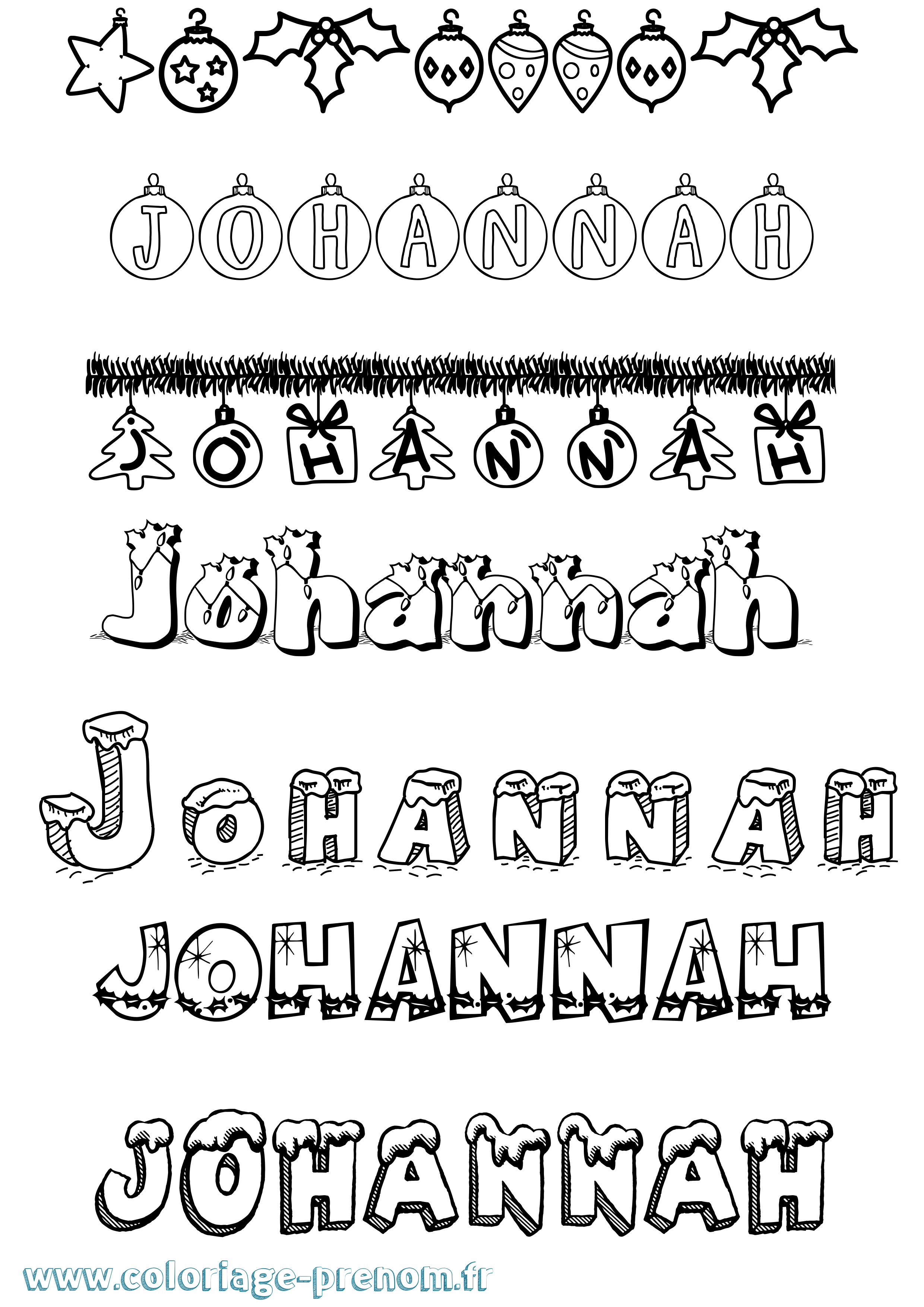 Coloriage Johannah Noël Coloriage prénom Johannah Noël