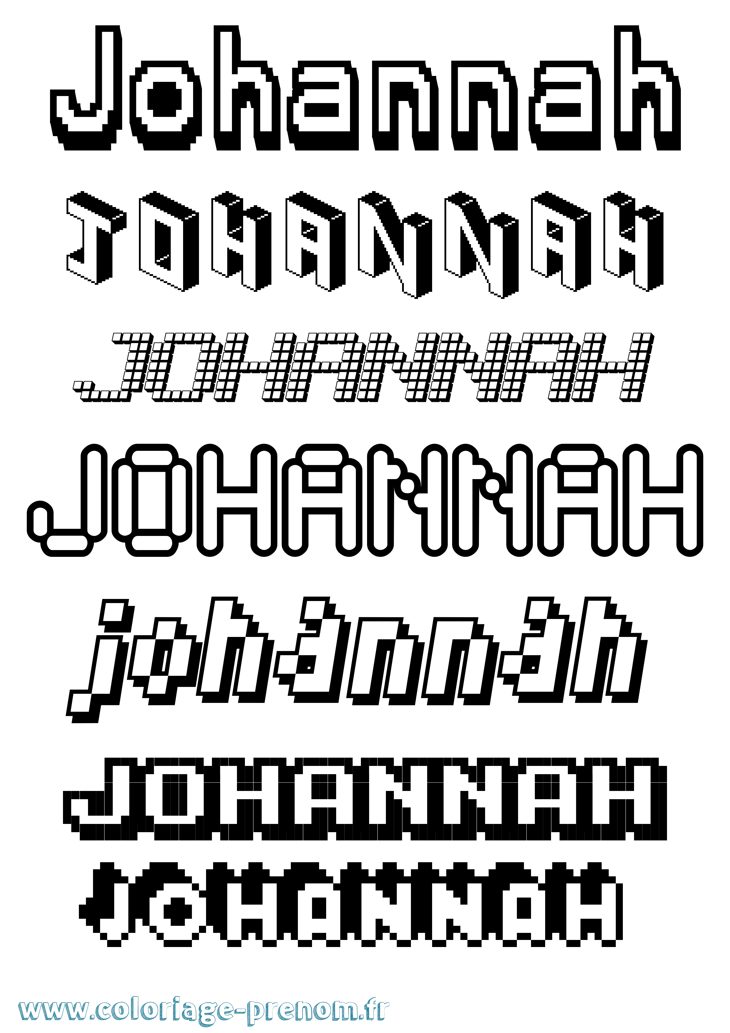 Coloriage Johannah Pixel Coloriage prénom Johannah Pixel