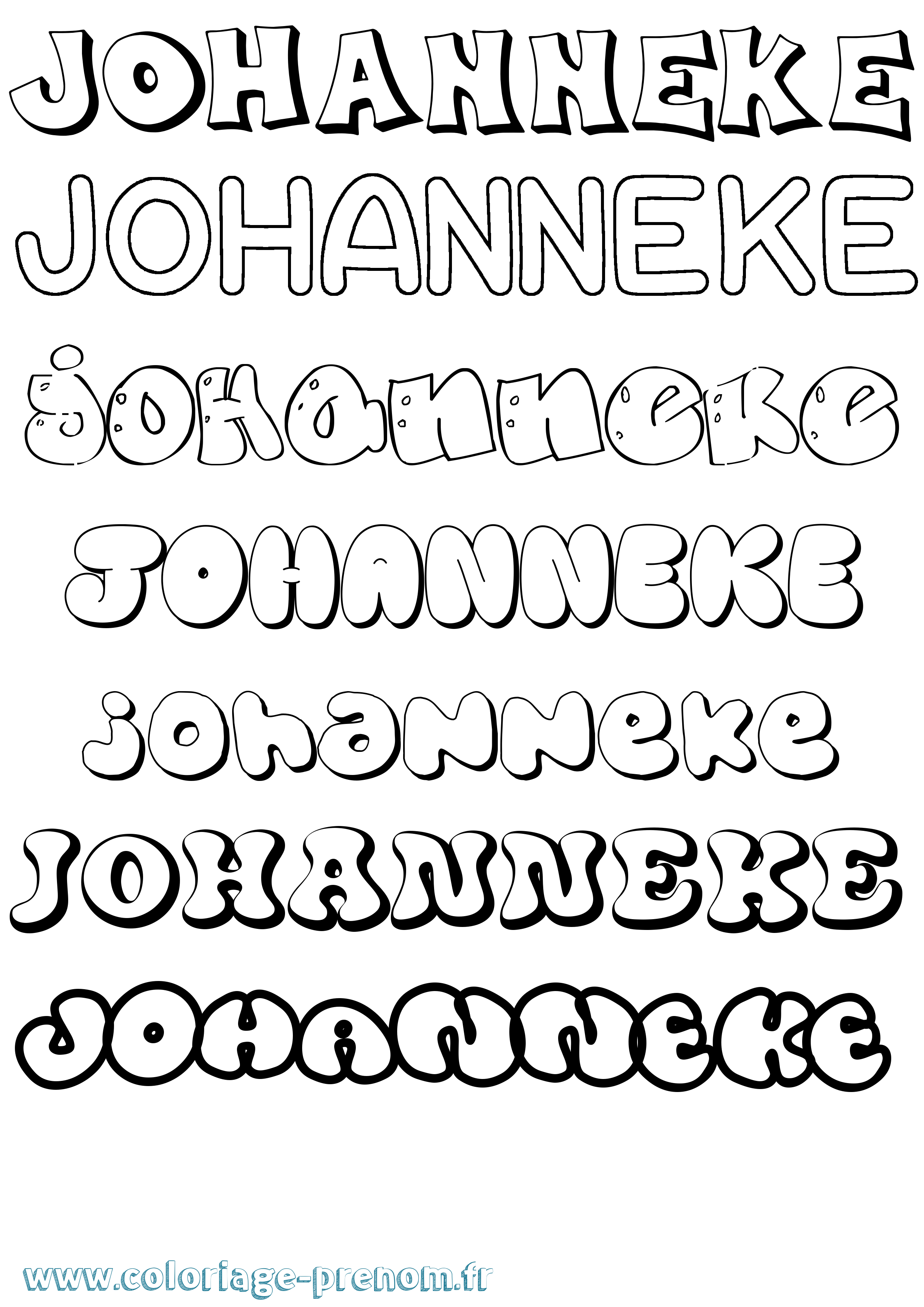 Coloriage Johanneke Bubble Coloriage prénom Johanneke Bubble