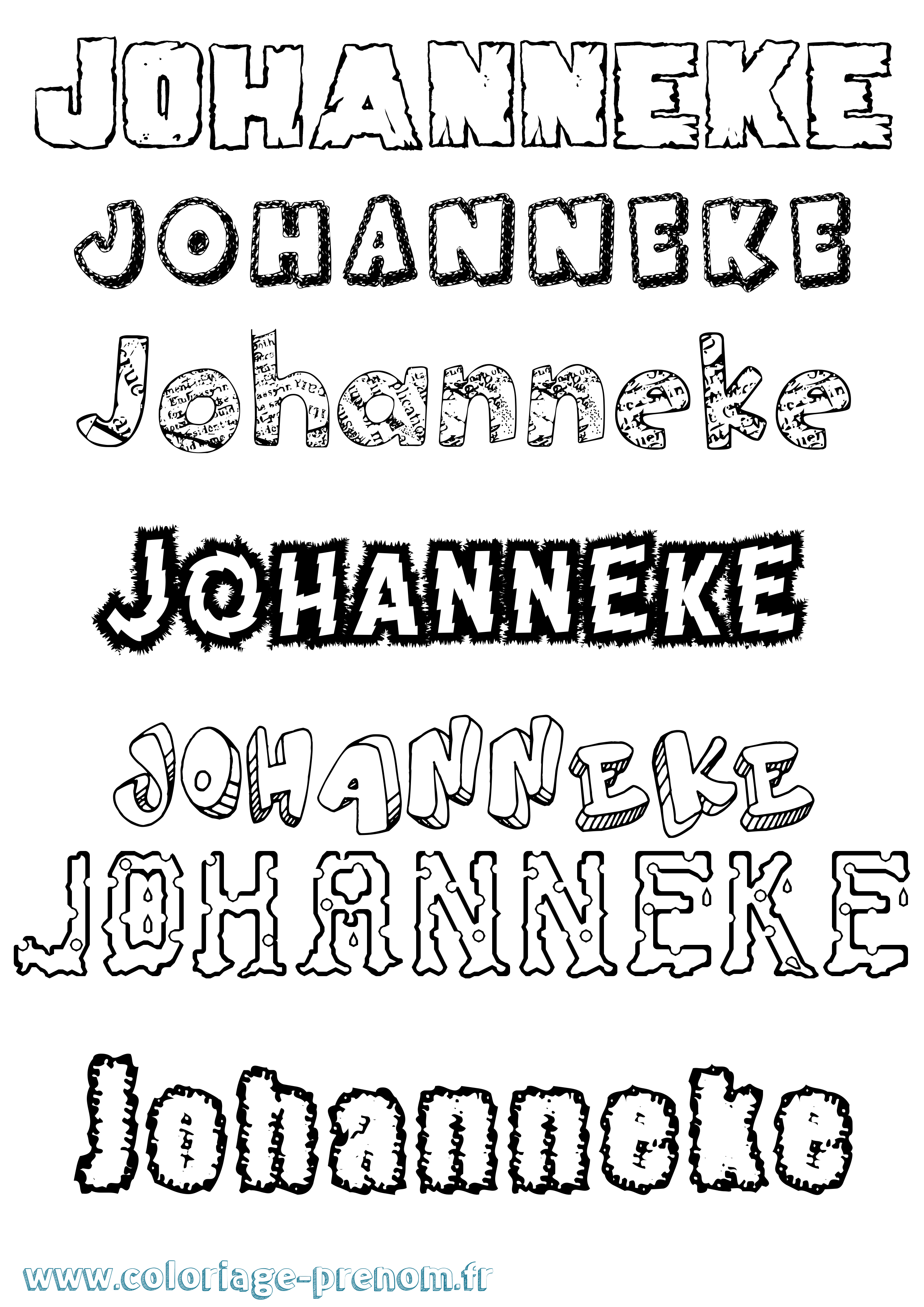 Coloriage Johanneke Destructuré Coloriage prénom Johanneke Destructuré