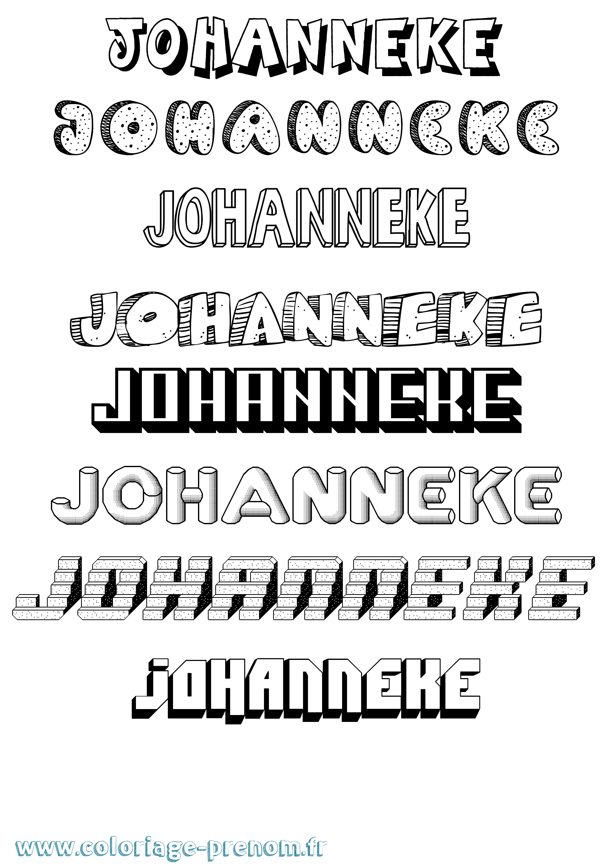 Coloriage Johanneke Effet 3D Coloriage prénom Johanneke Effet 3D
