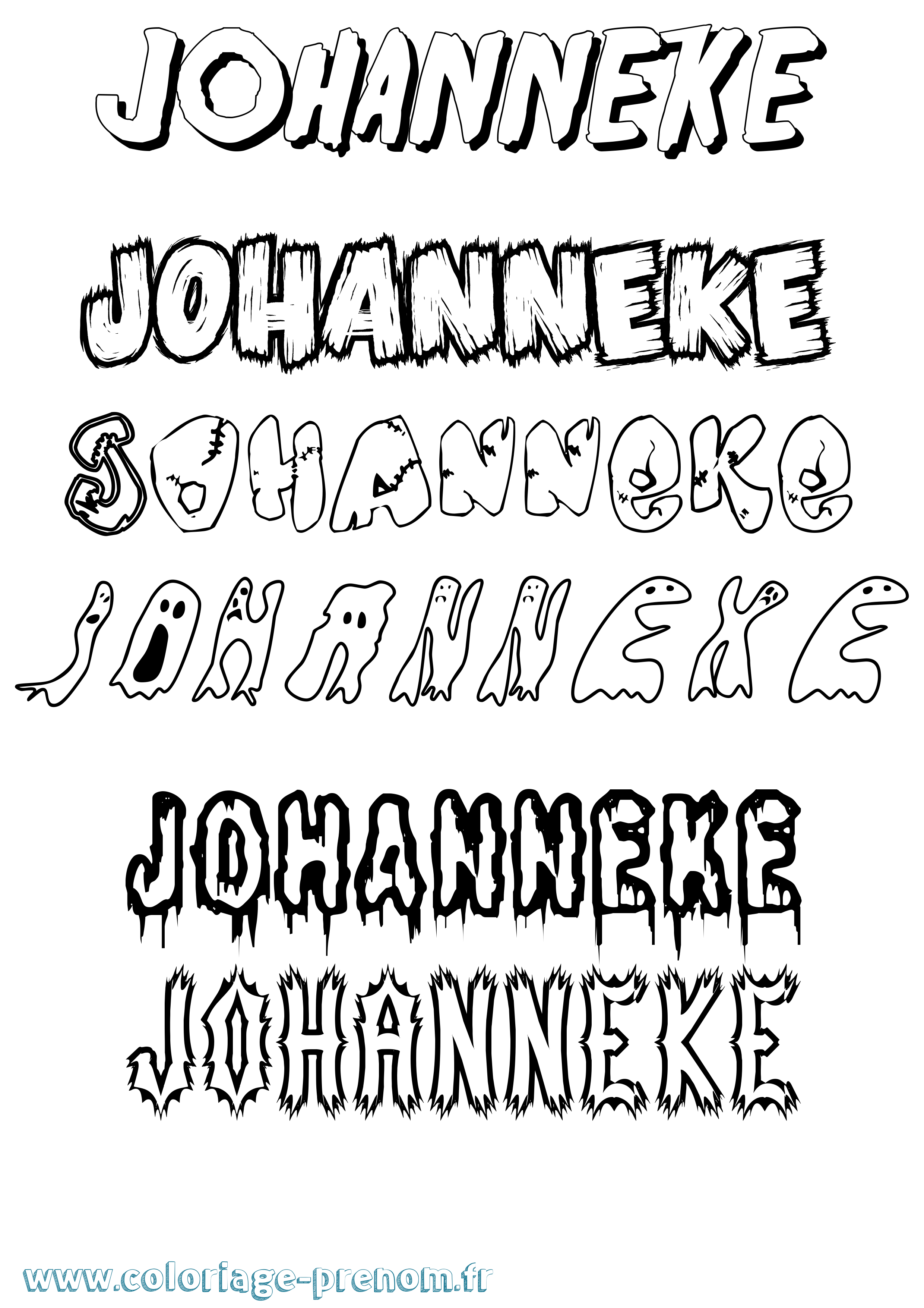 Coloriage Johanneke Frisson Coloriage prénom Johanneke Frisson