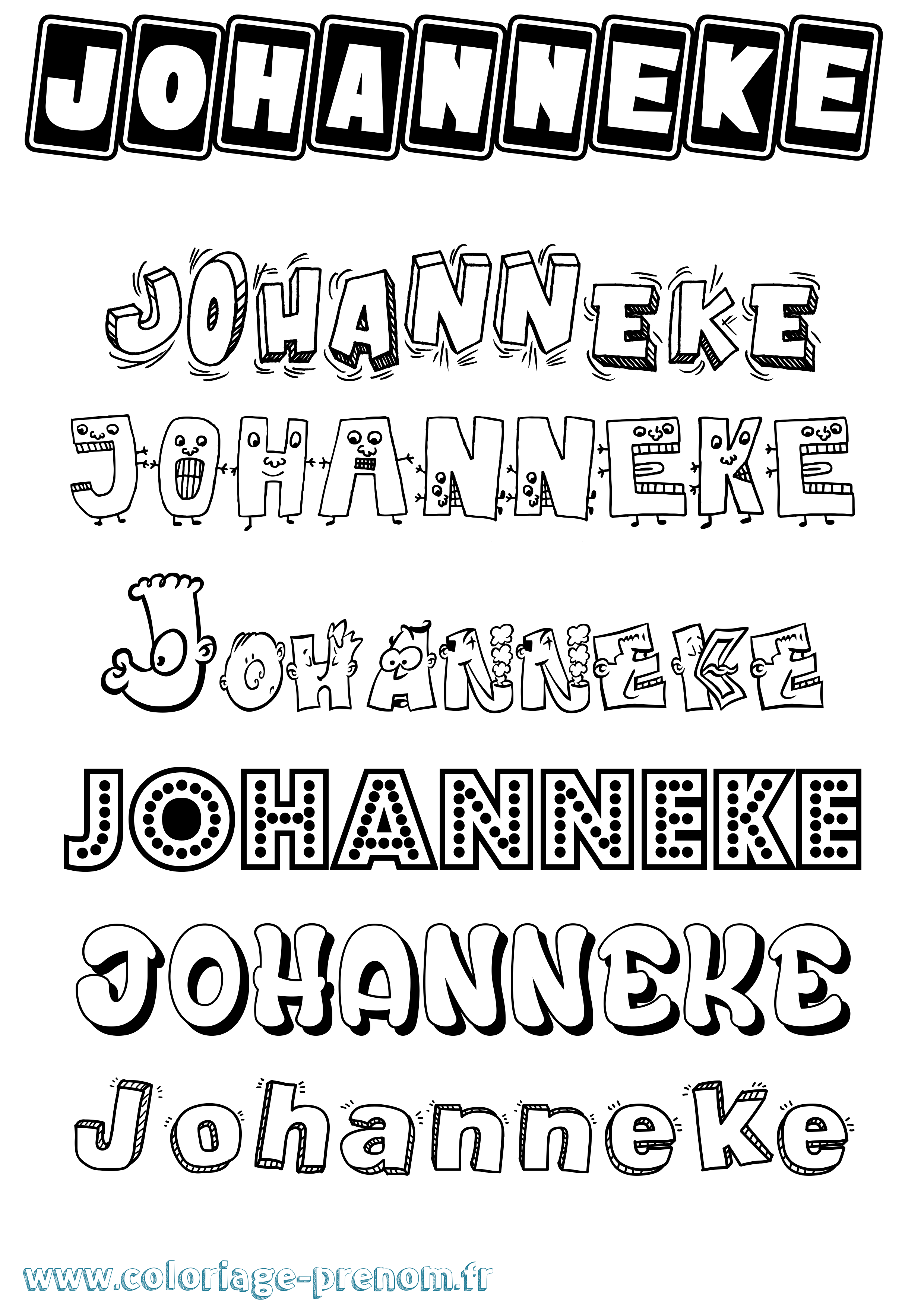 Coloriage Johanneke Fun Coloriage prénom Johanneke Fun