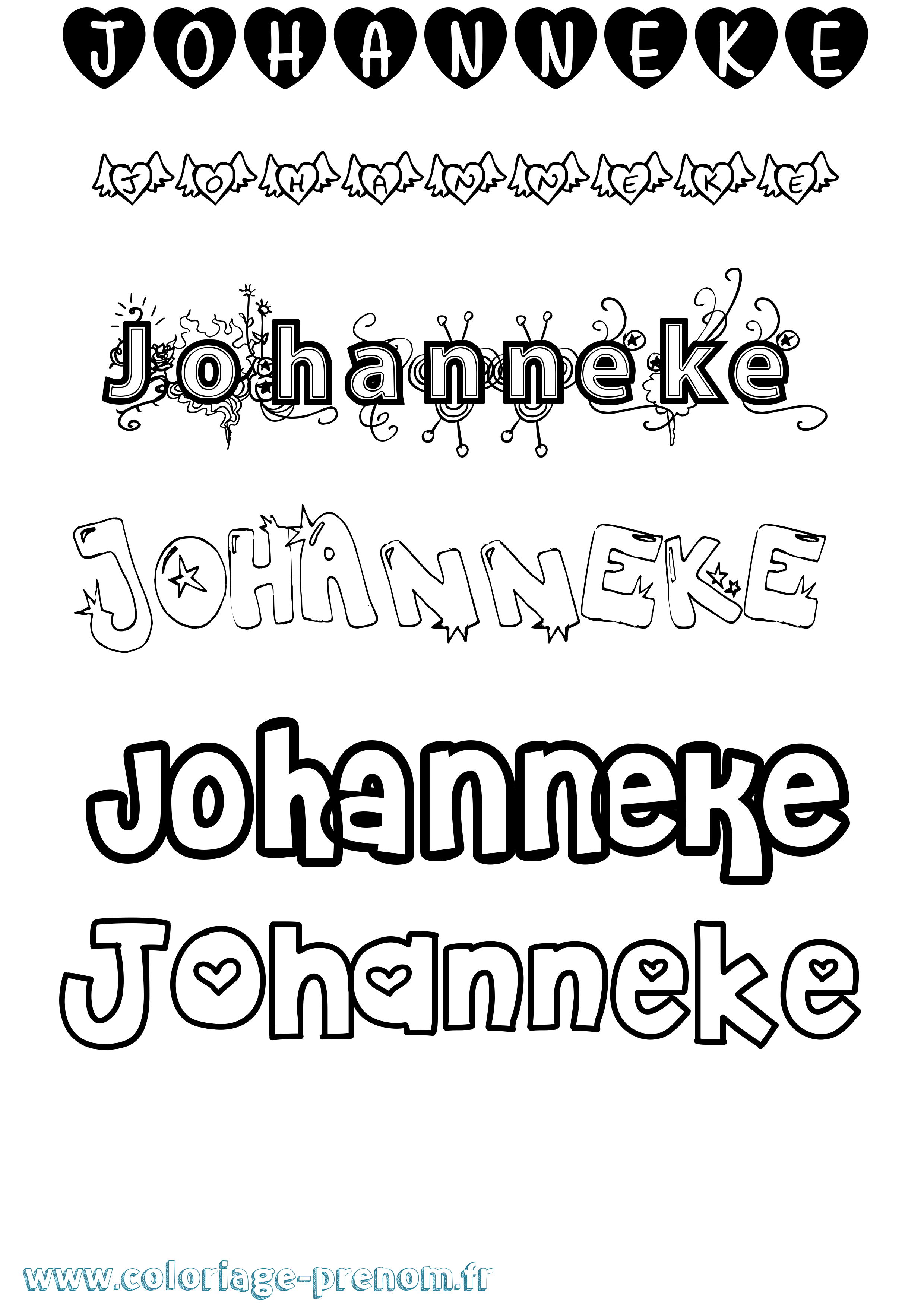 Coloriage Johanneke Girly Coloriage prénom Johanneke Girly