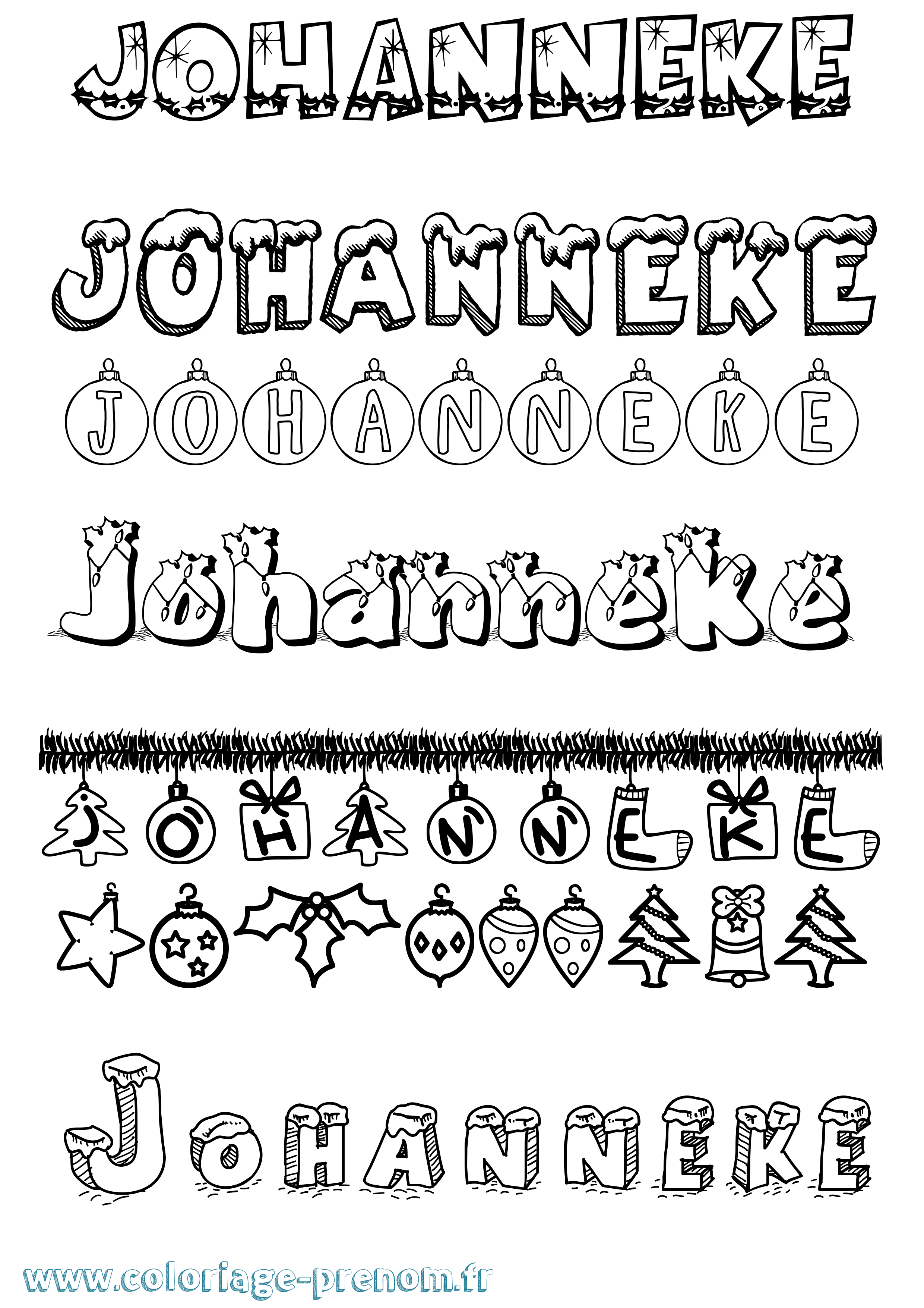 Coloriage Johanneke Noël Coloriage prénom Johanneke Noël