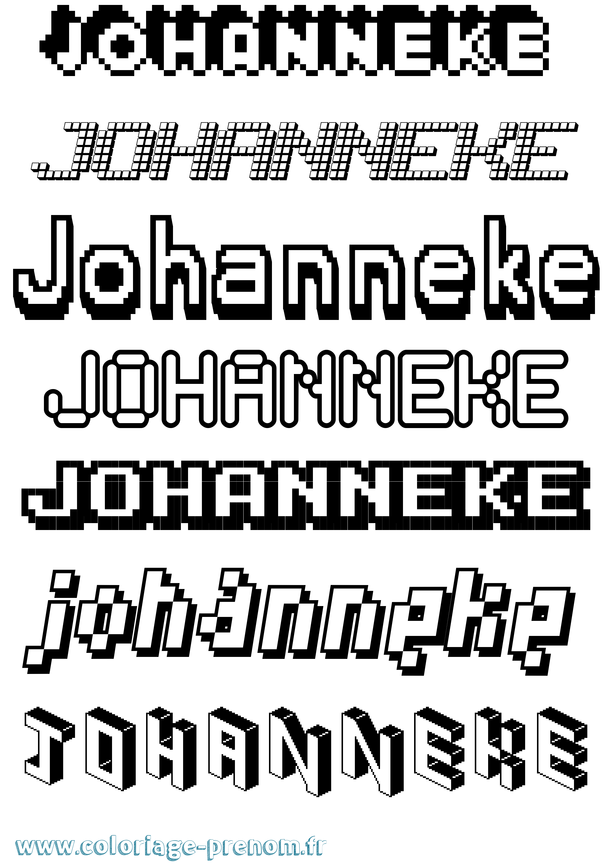 Coloriage Johanneke Pixel Coloriage prénom Johanneke Pixel